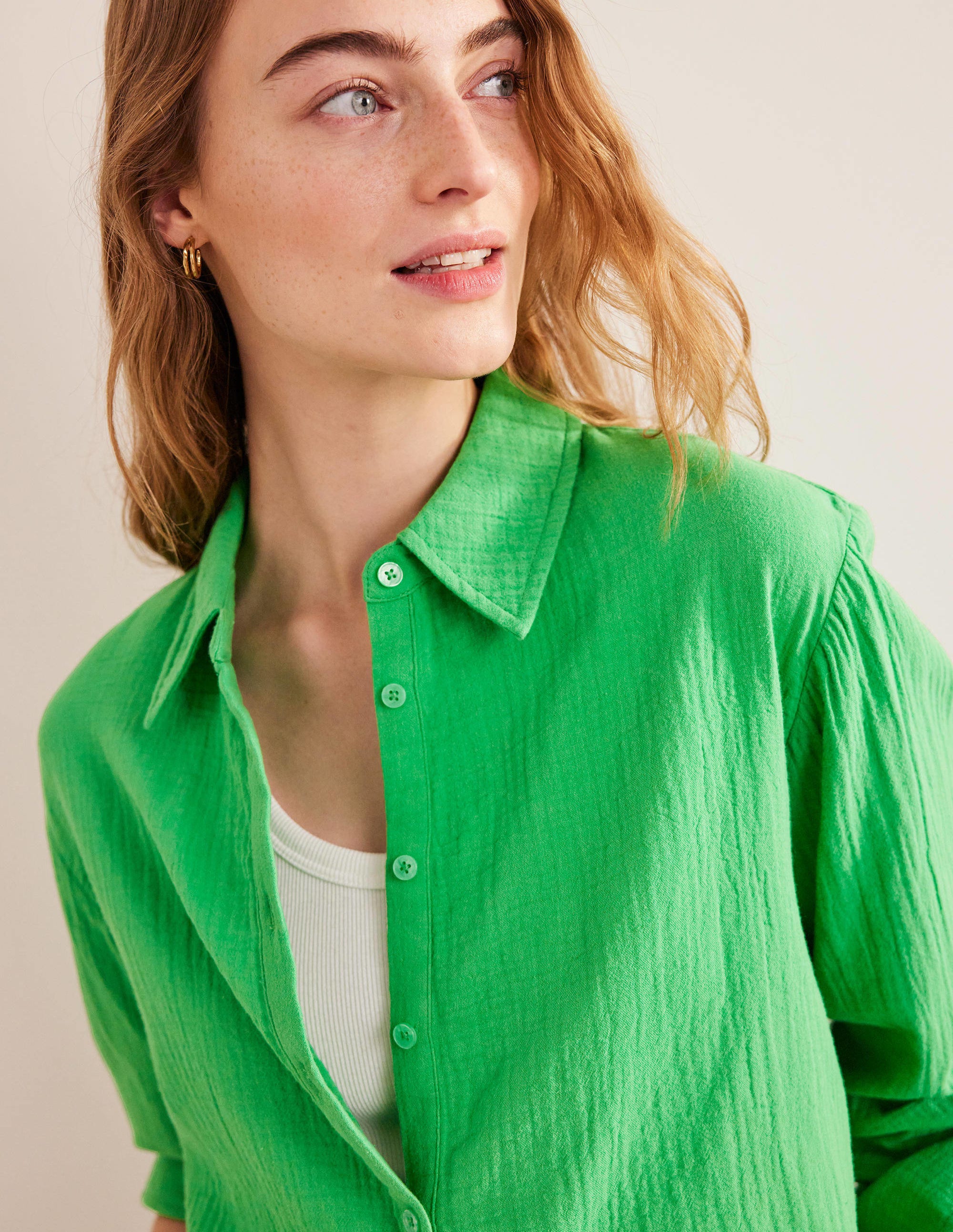 Cotton Texture Shirt-Bright Green - Image 2