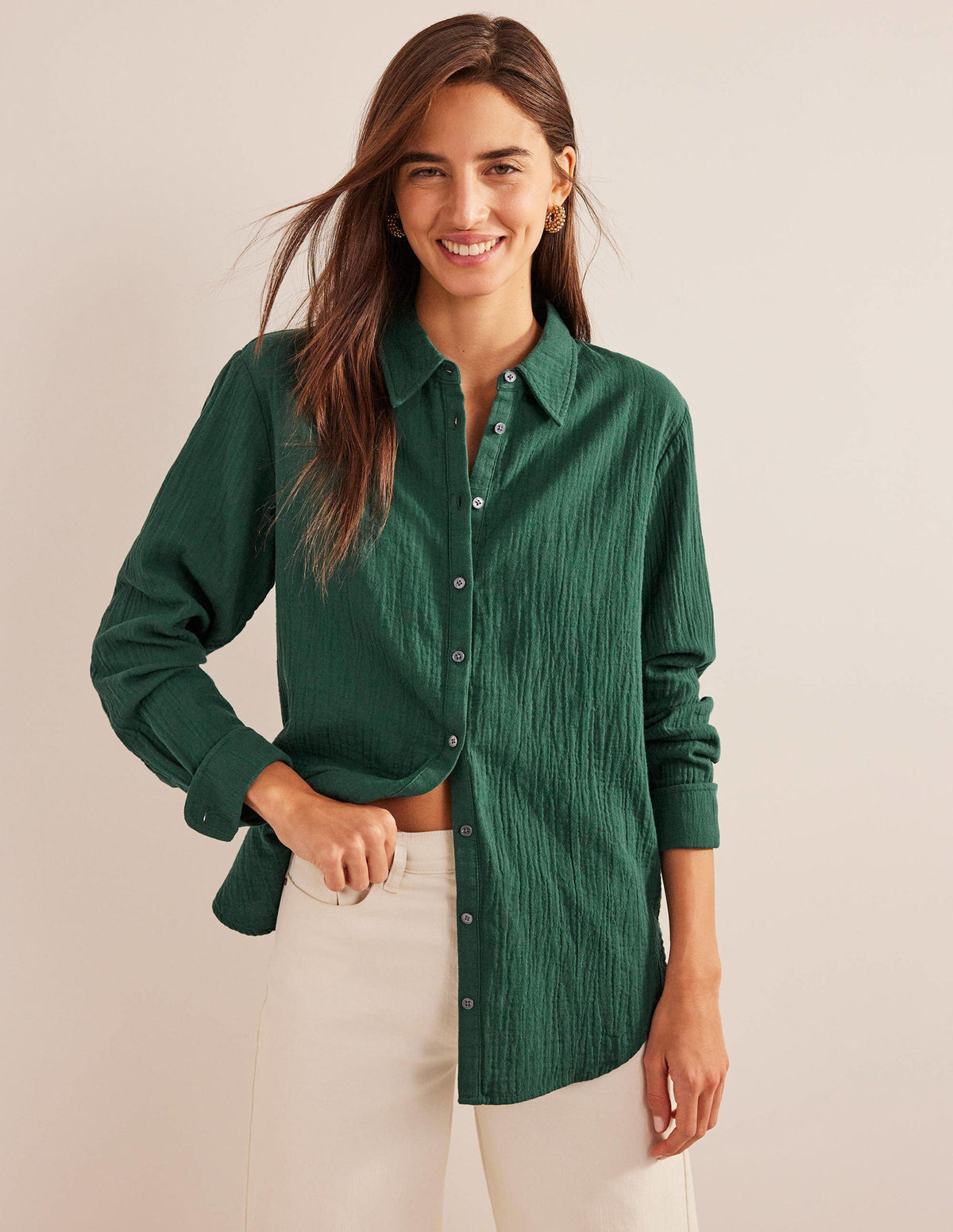 Cotton Texture Shirt-Emerald Night-1