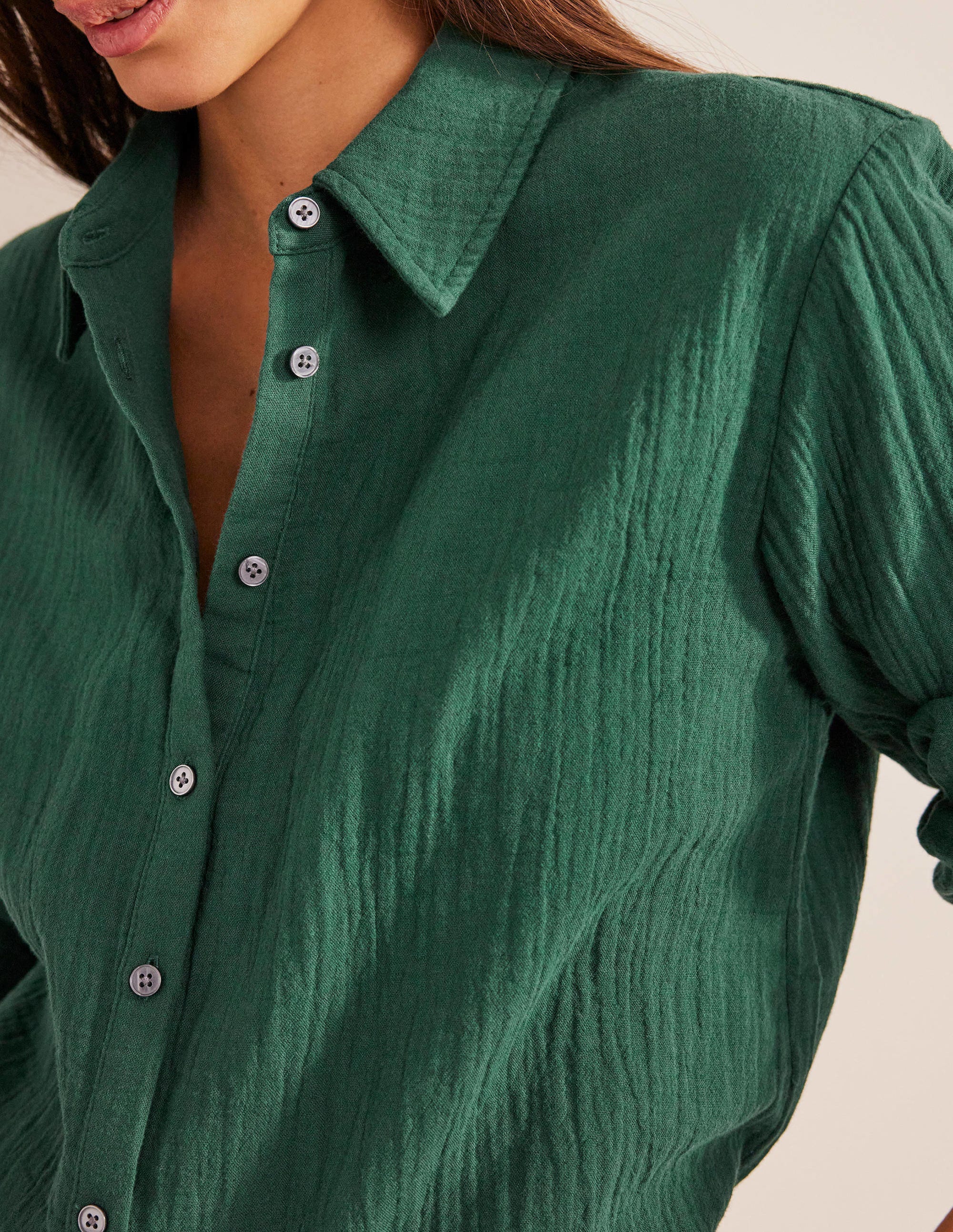 Cotton Texture Shirt-Emerald Night - Image 2