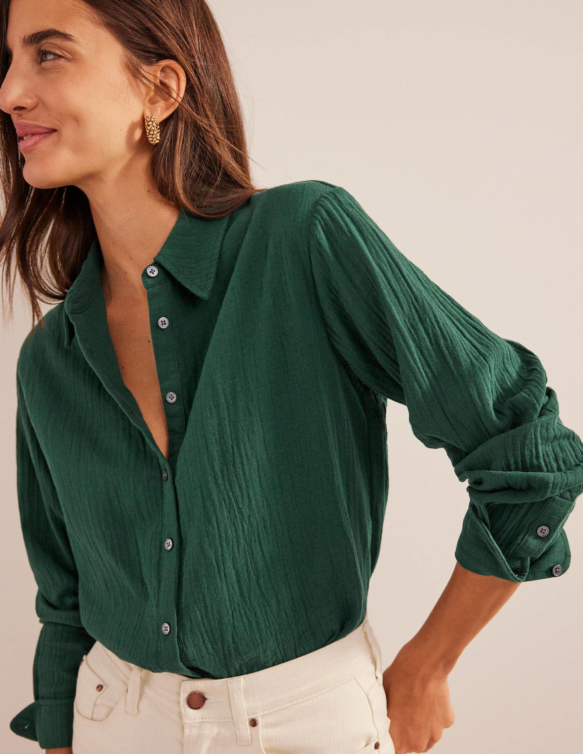 Cotton Texture Shirt-Emerald Night-4