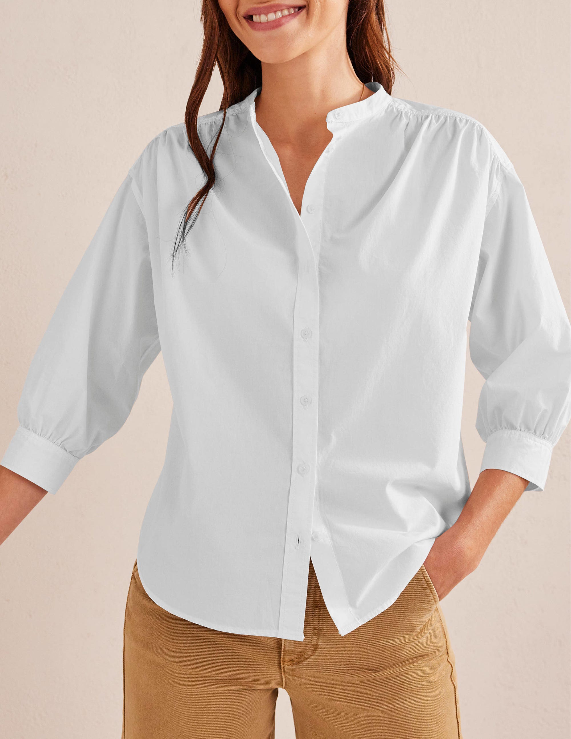 Relaxed Poplin Shirt-White - Image 4