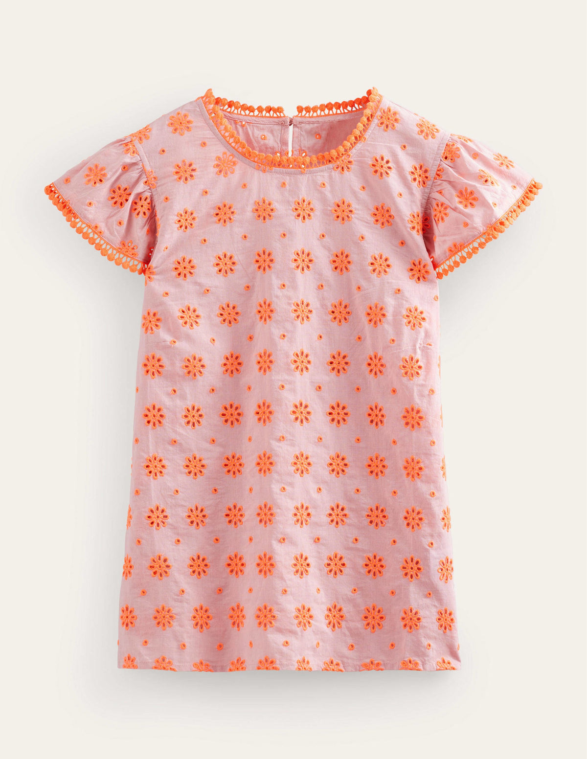 Embroidered Pom Trim Top-Watermelon Punch - Image 5