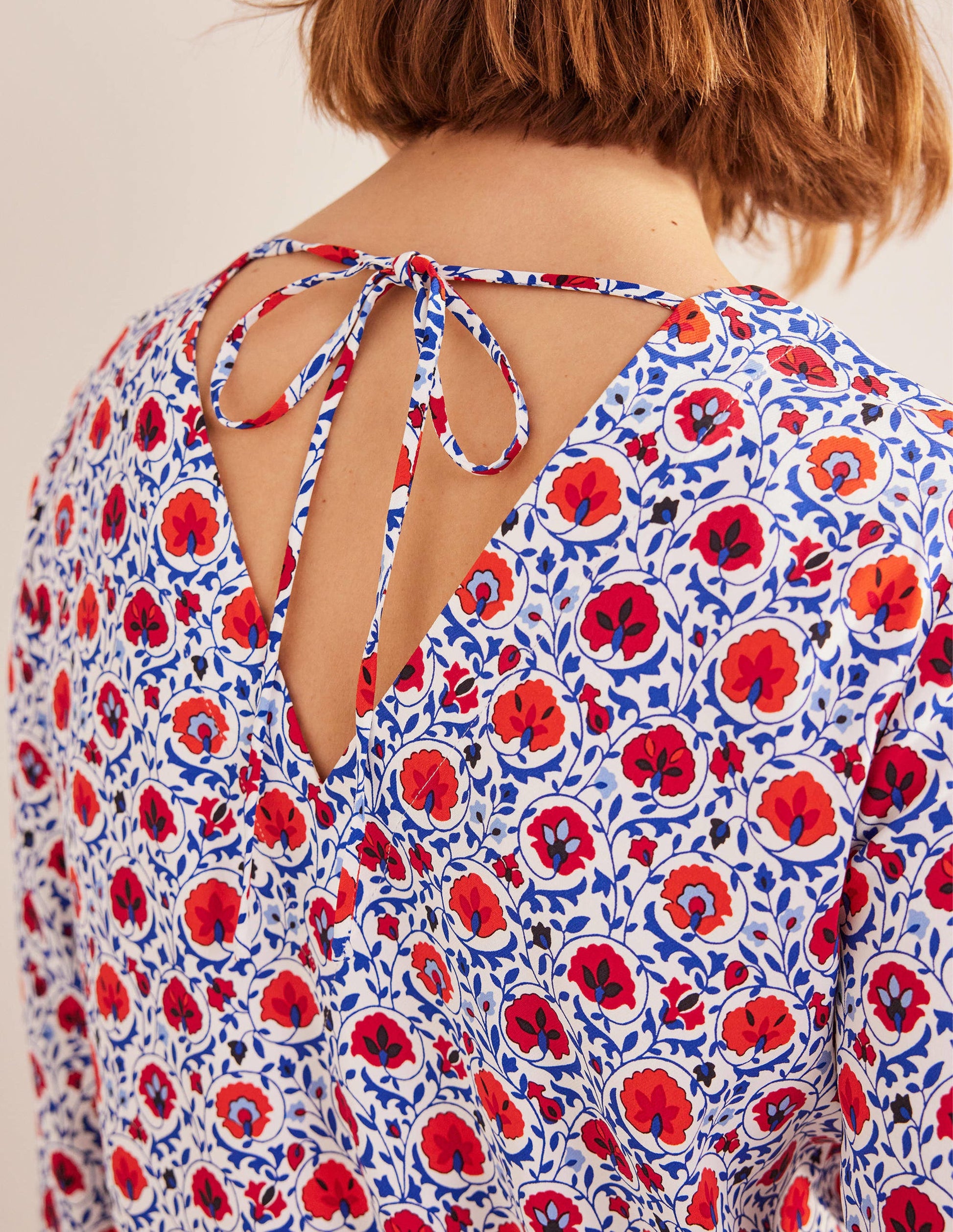 Flared Long Sleeve Top-Blue Wave, Enchanting Bloom-2
