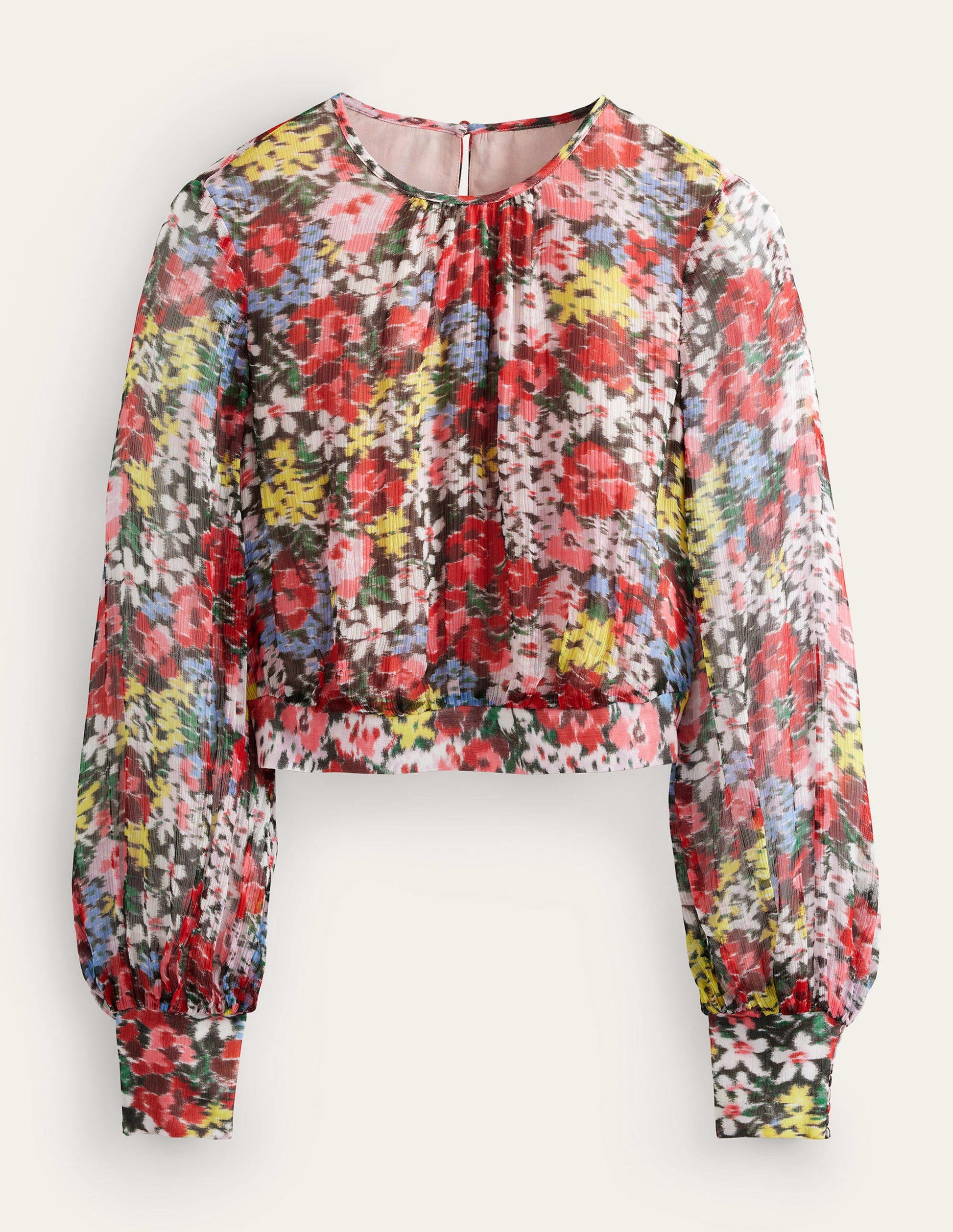 Blouson Sleeve Occasion Top-Multi, Moire Bloom-5