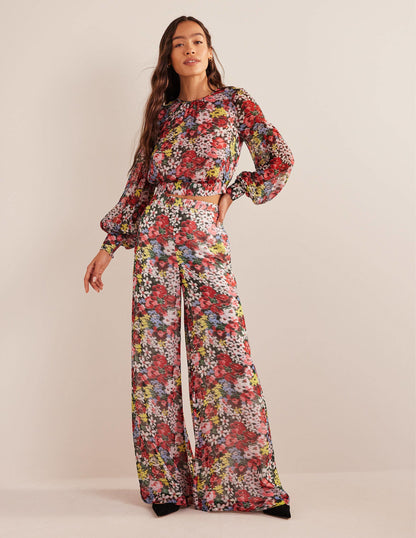 Blouson Sleeve Occasion Top-Multi, Moire Bloom-4