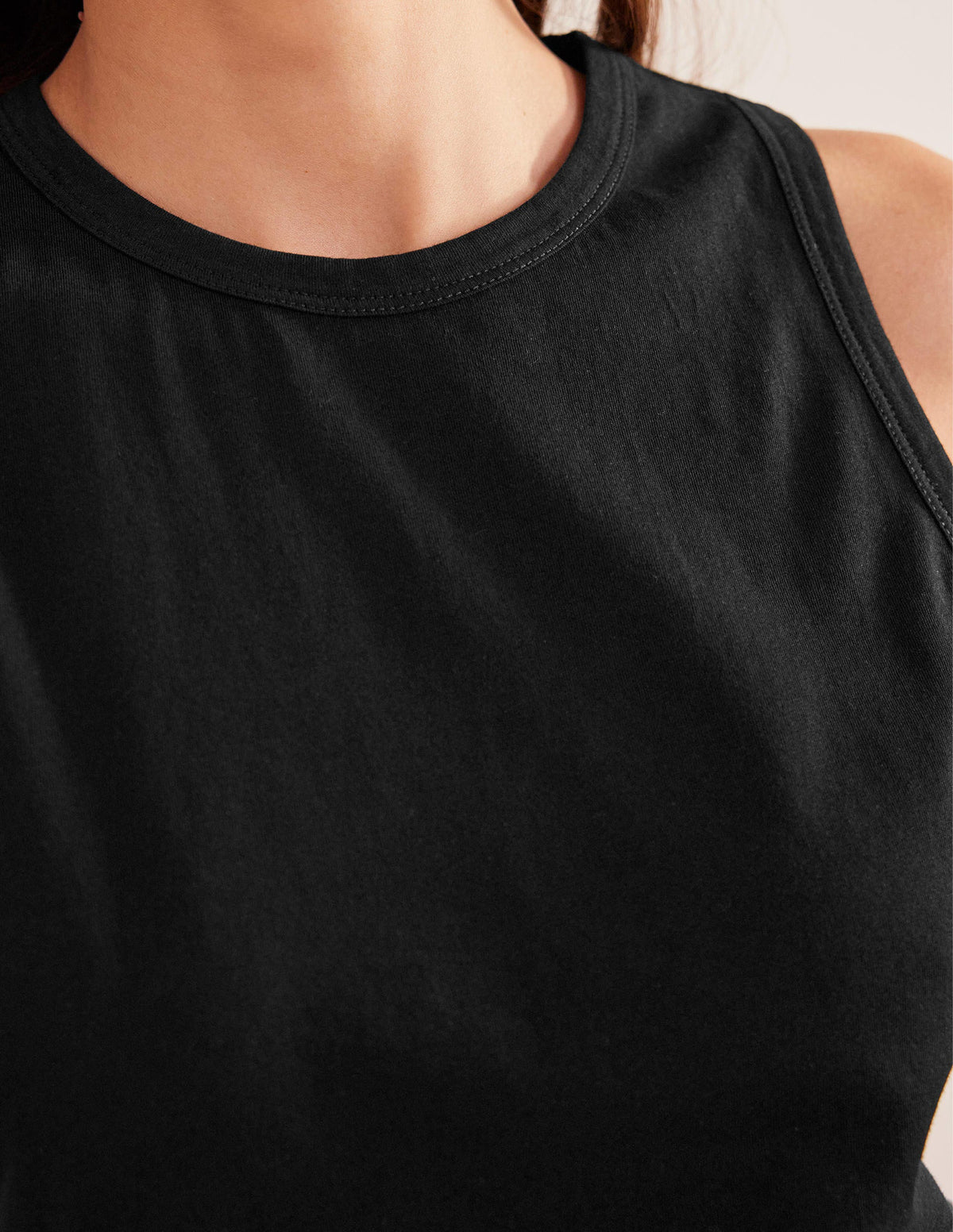 Pure Cotton Cropped Vest-Black-2