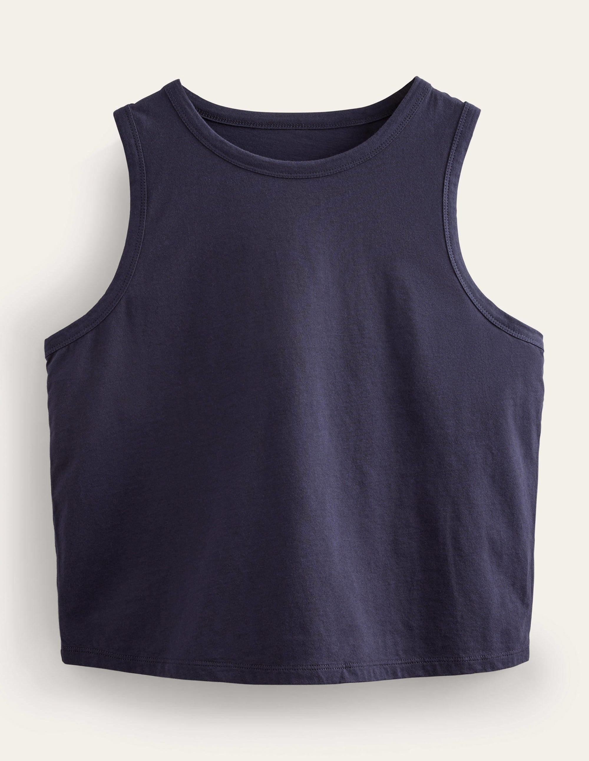Pure Cotton Cropped Vest-Navy - Image 5