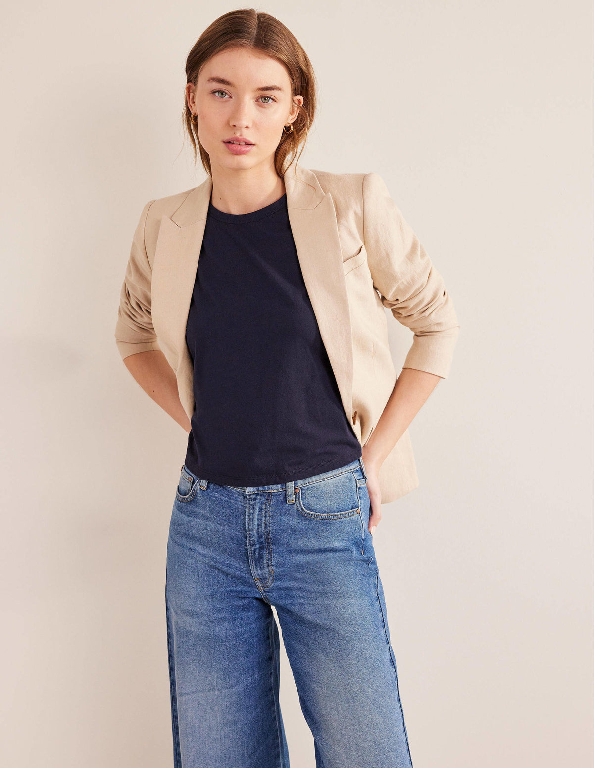 Pure Cotton Cropped Vest-Navy-4