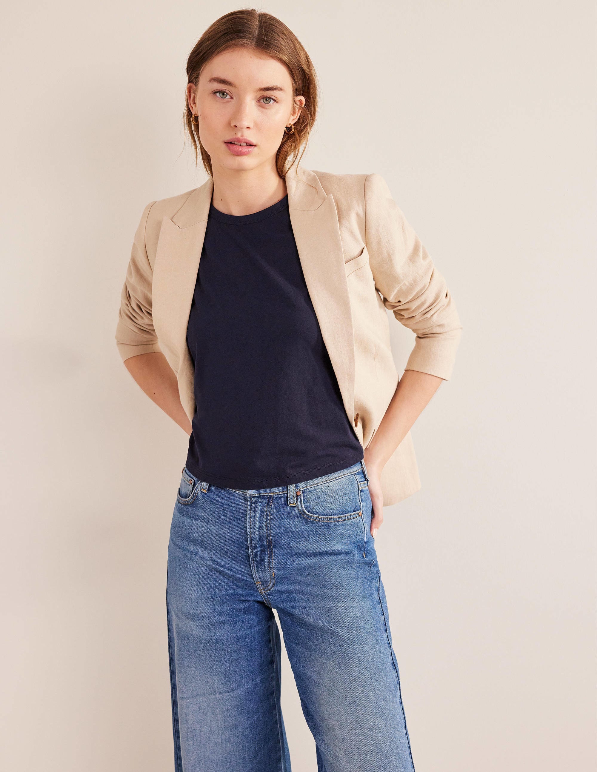 Pure Cotton Cropped Vest-Navy - Image 4