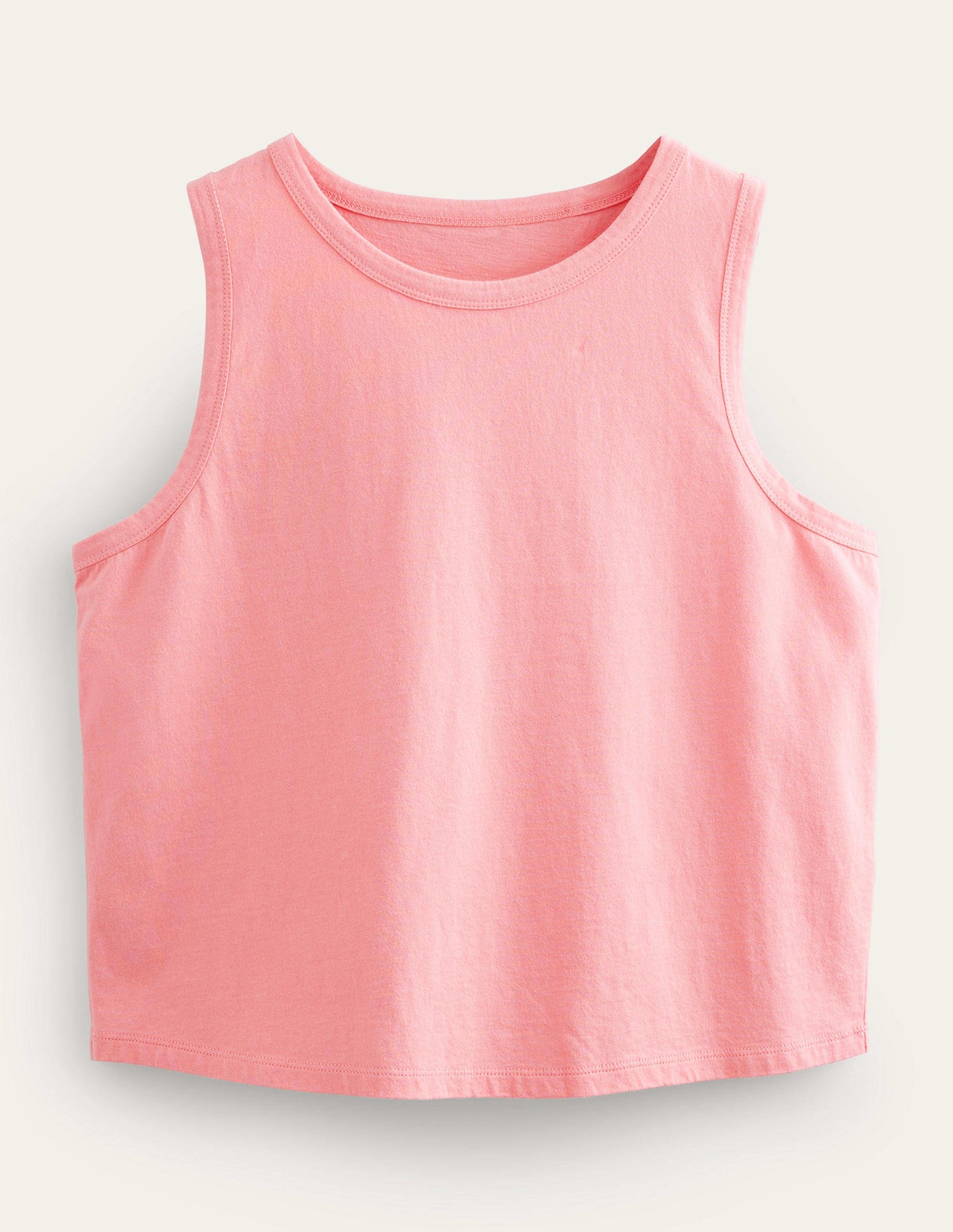 Pure Cotton Cropped Vest-Peach Sorbet-6
