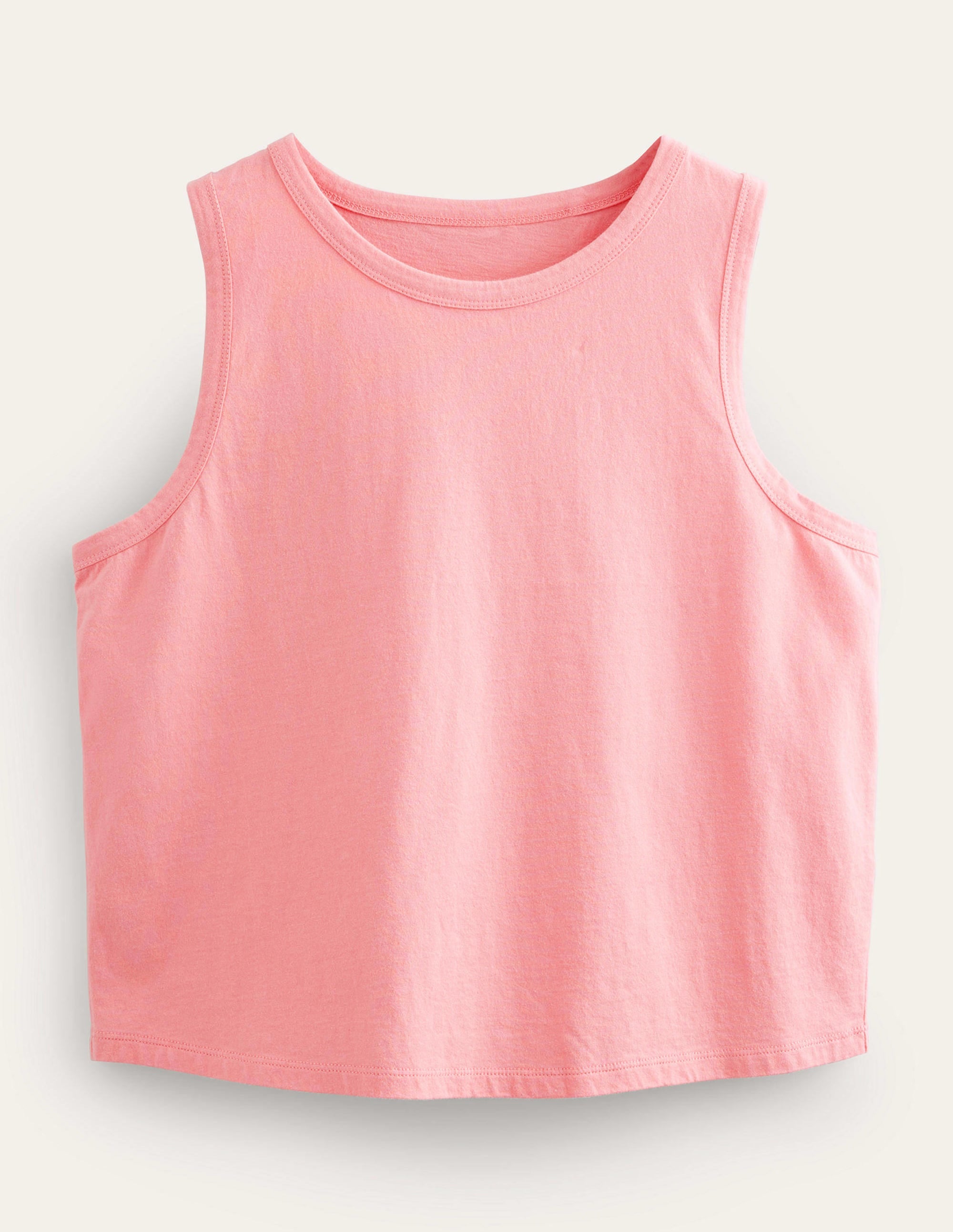 Pure Cotton Cropped Vest-Peach Sorbet - Image 6
