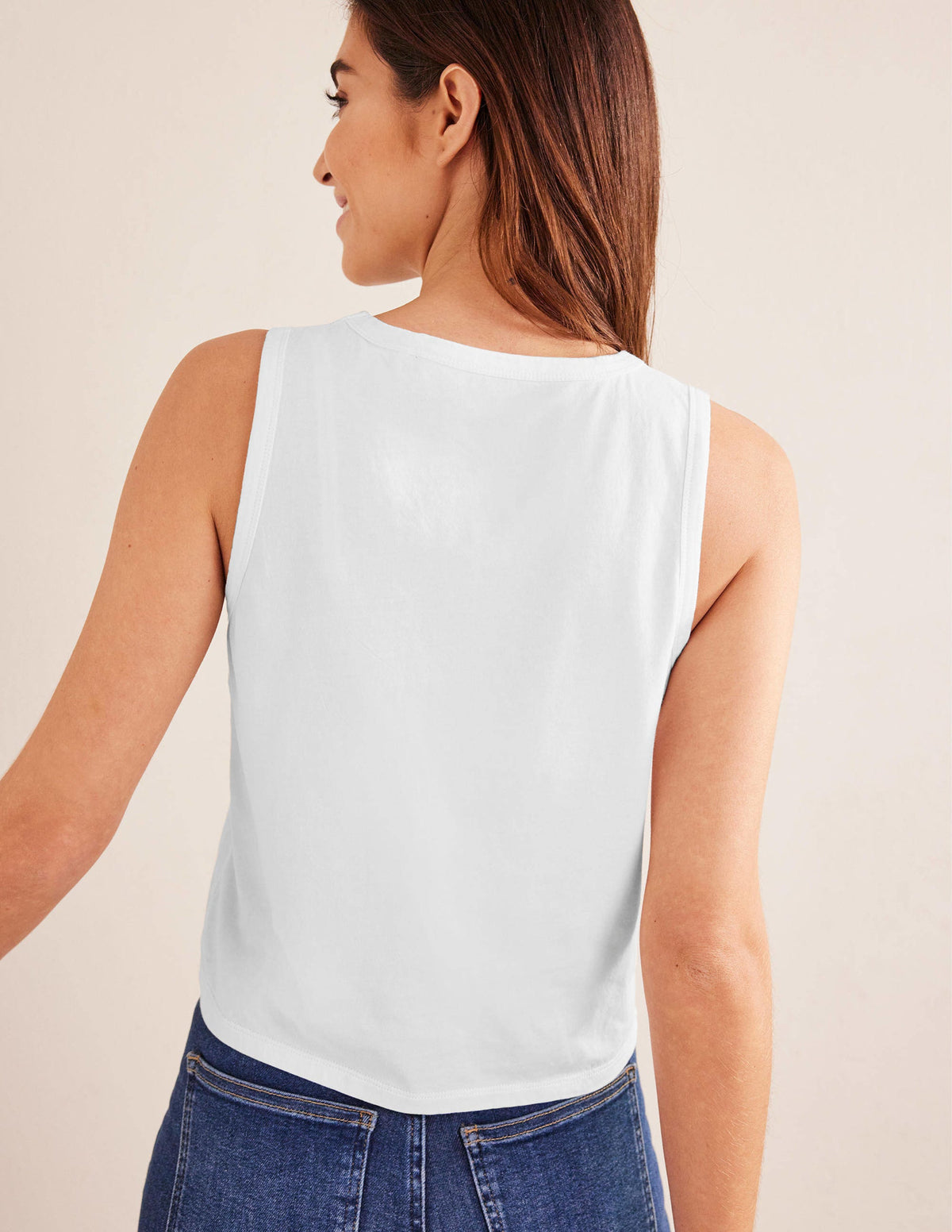 Pure Cotton Cropped Vest-White-3
