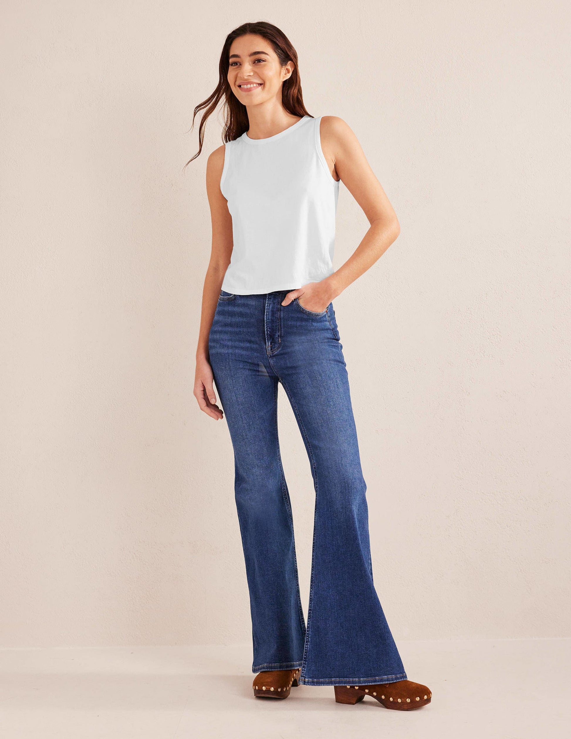 Pure Cotton Cropped Vest-White-4