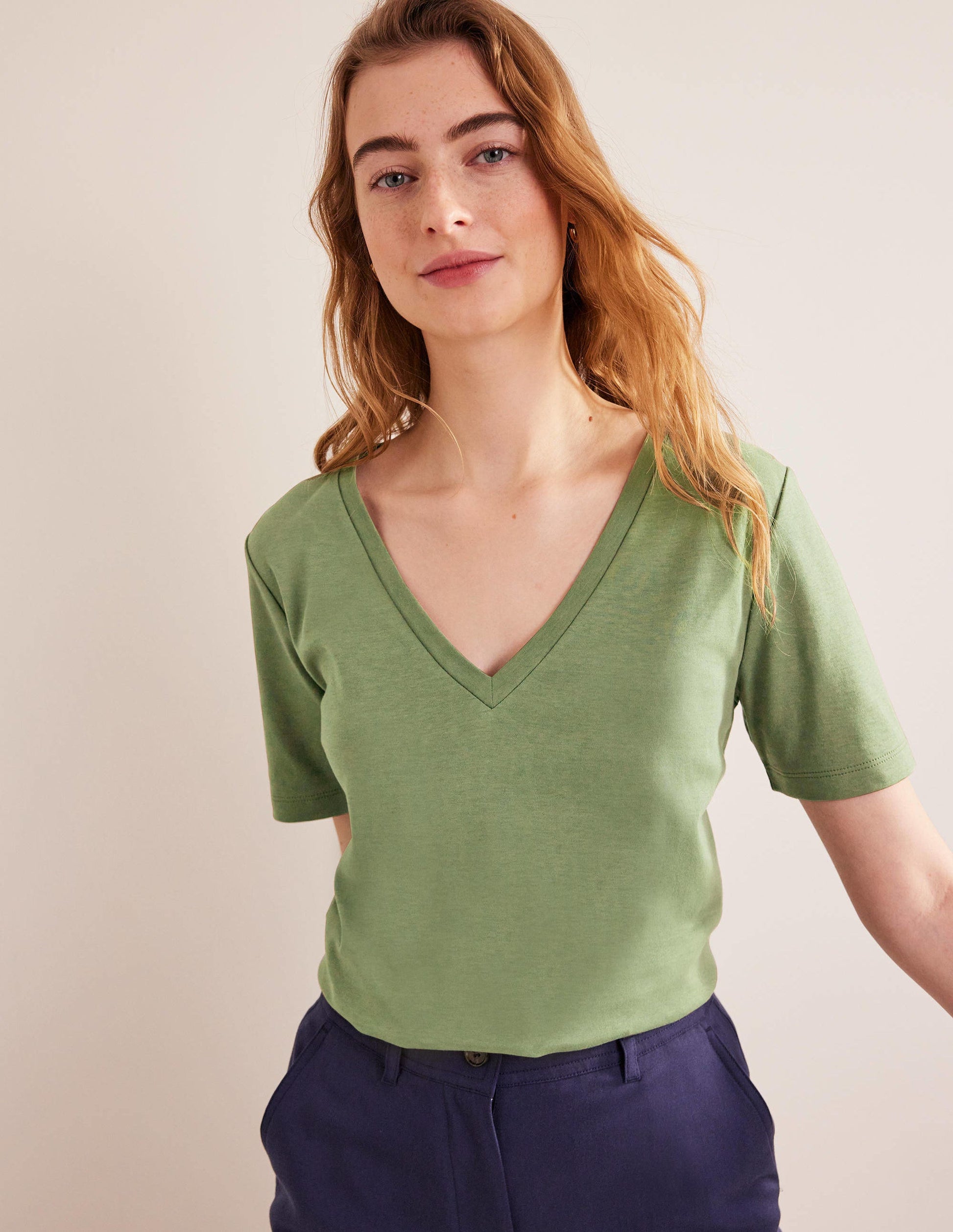 Perfect V-Neck T-Shirt-Spruce-4