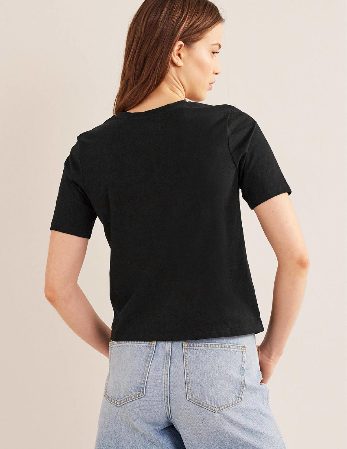 Pure Cotton Crew Neck T-shirt-Black - Image 3