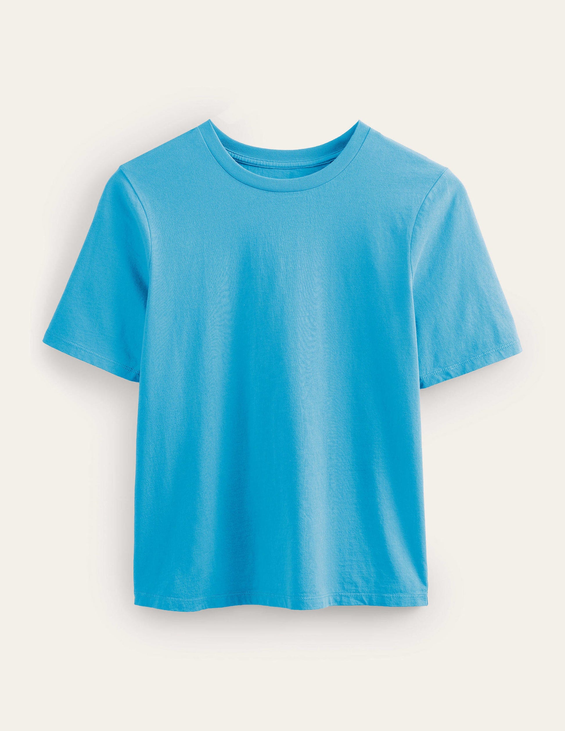 Pure Cotton Crew Neck T-shirt-China Blue-5