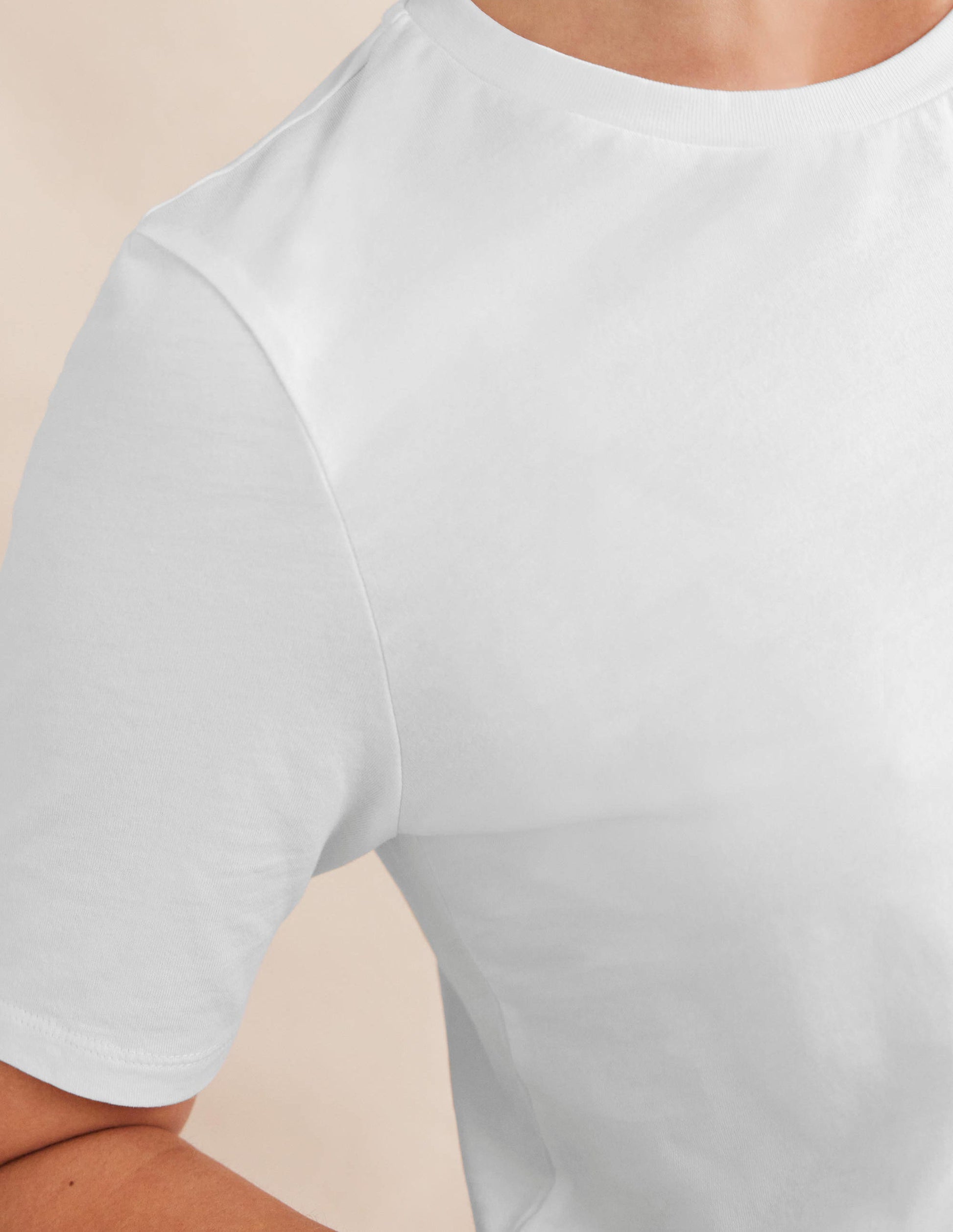 Pure Cotton Crew Neck T-shirt-White-2