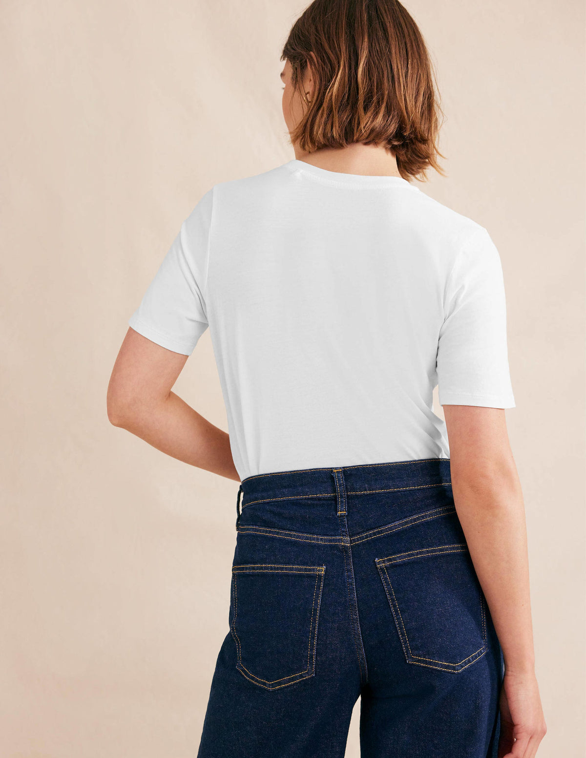 Pure Cotton Crew Neck T-shirt-White - Image 3