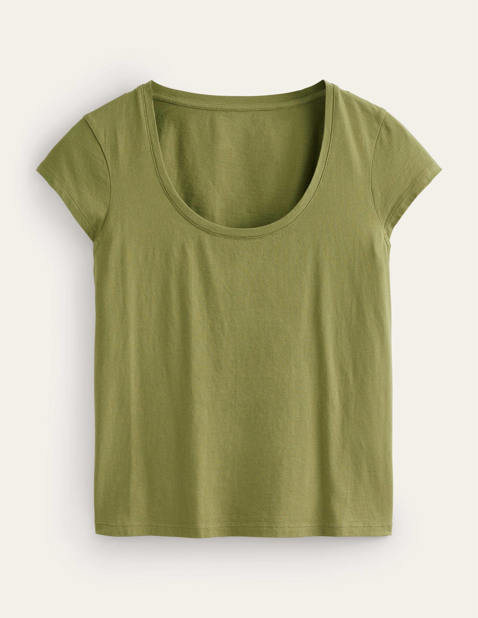 Pure Cotton Scoop Neck T-Shirt-Capulet Olive-5