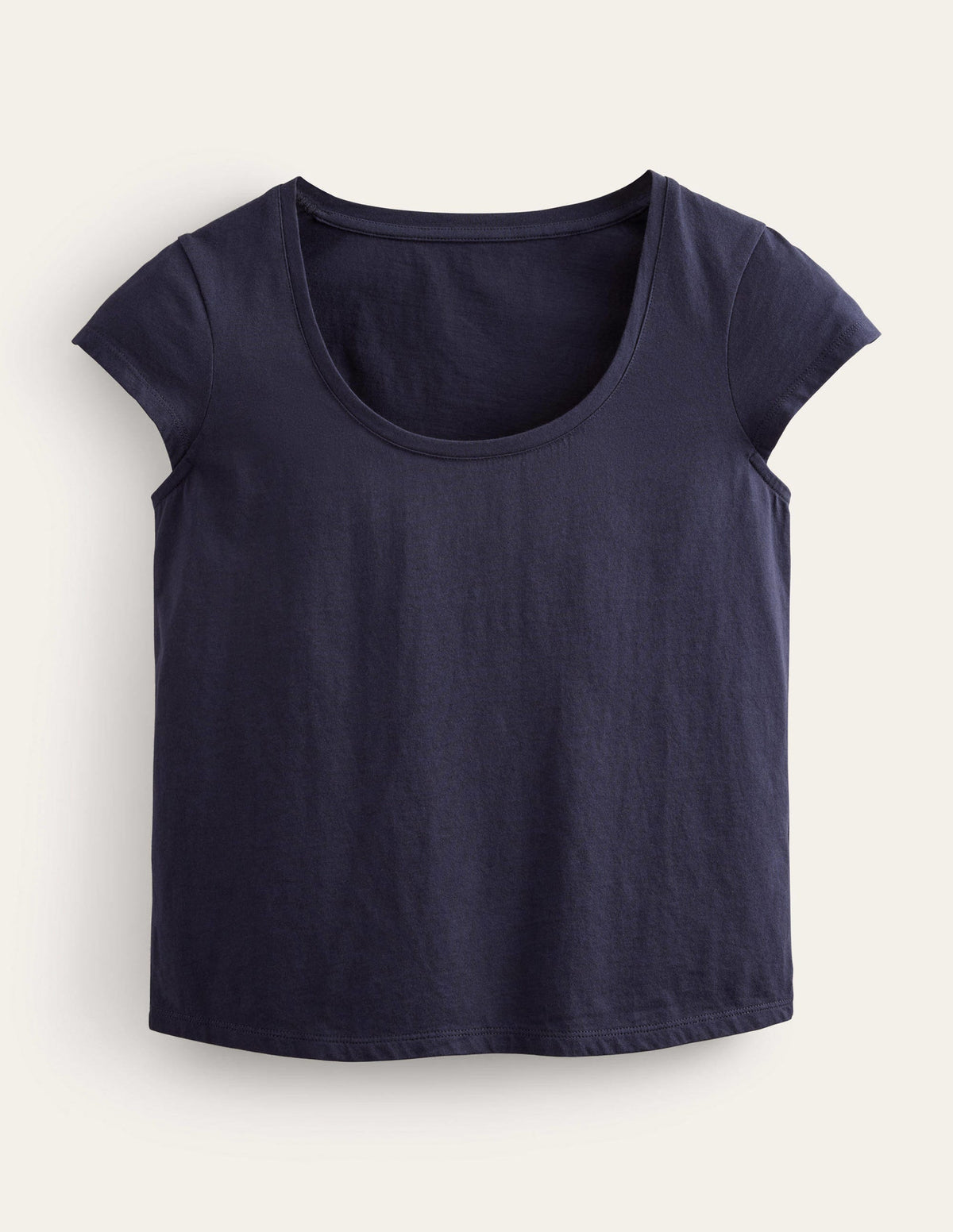 Pure Cotton Scoop Neck T-Shirt-Navy - Image 5