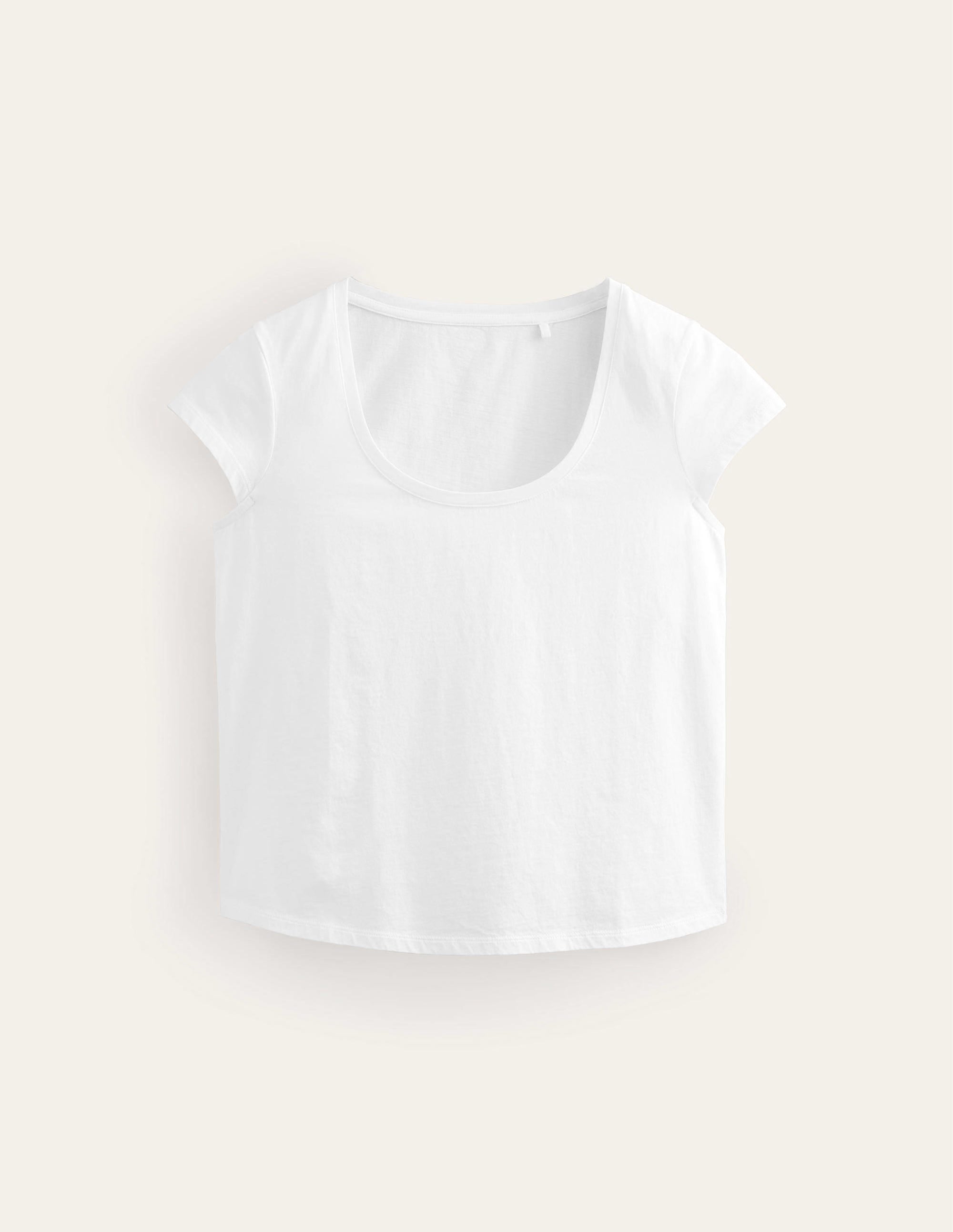 Pure Cotton Scoop Neck T-Shirt-White - Image 5