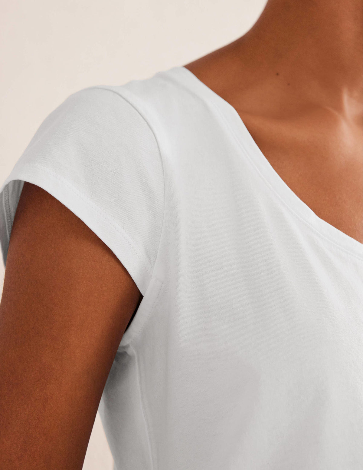 Pure Cotton Scoop Neck T-Shirt-White - Image 2