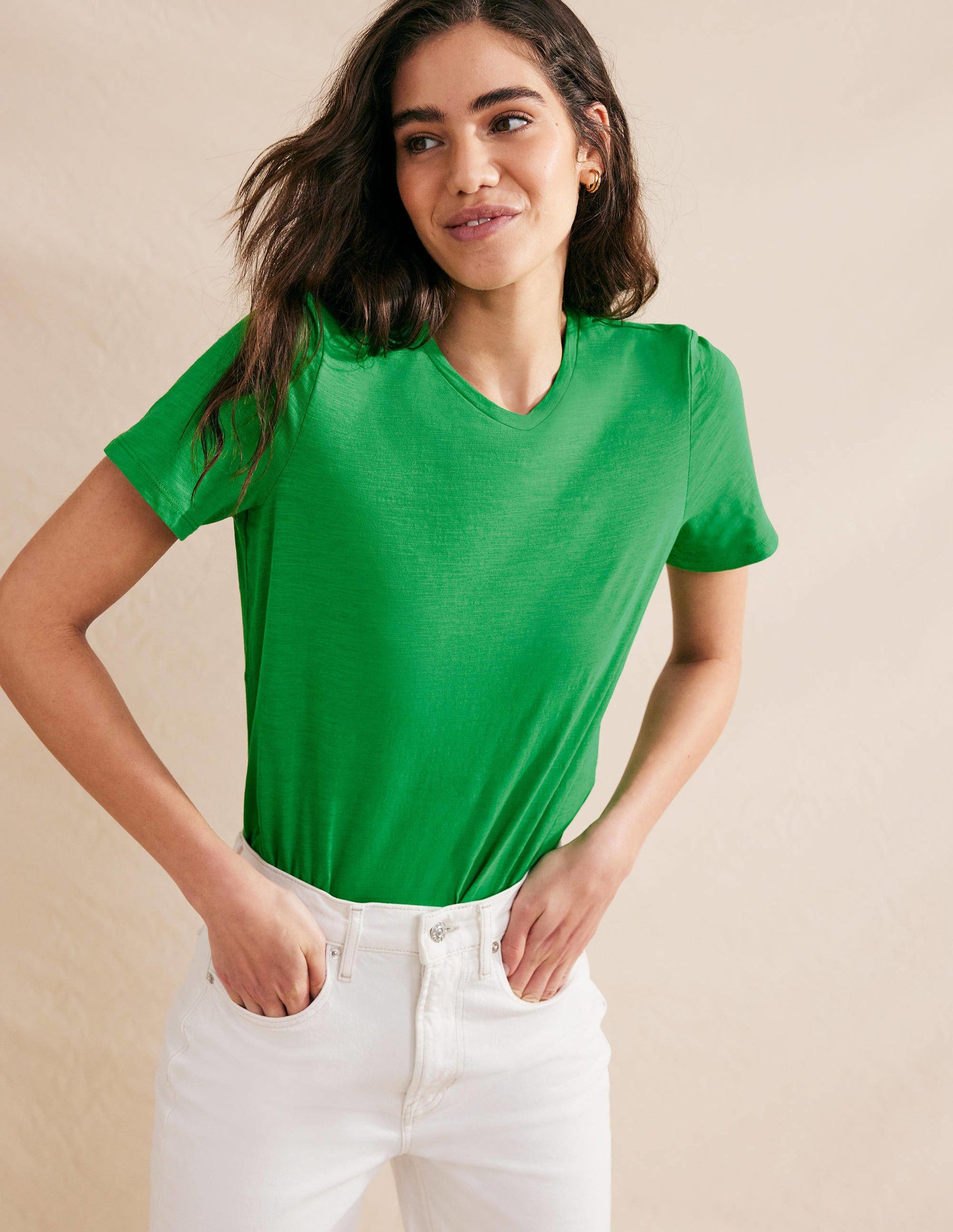 Cotton Crew Neck T-Shirt-Green Bee-4