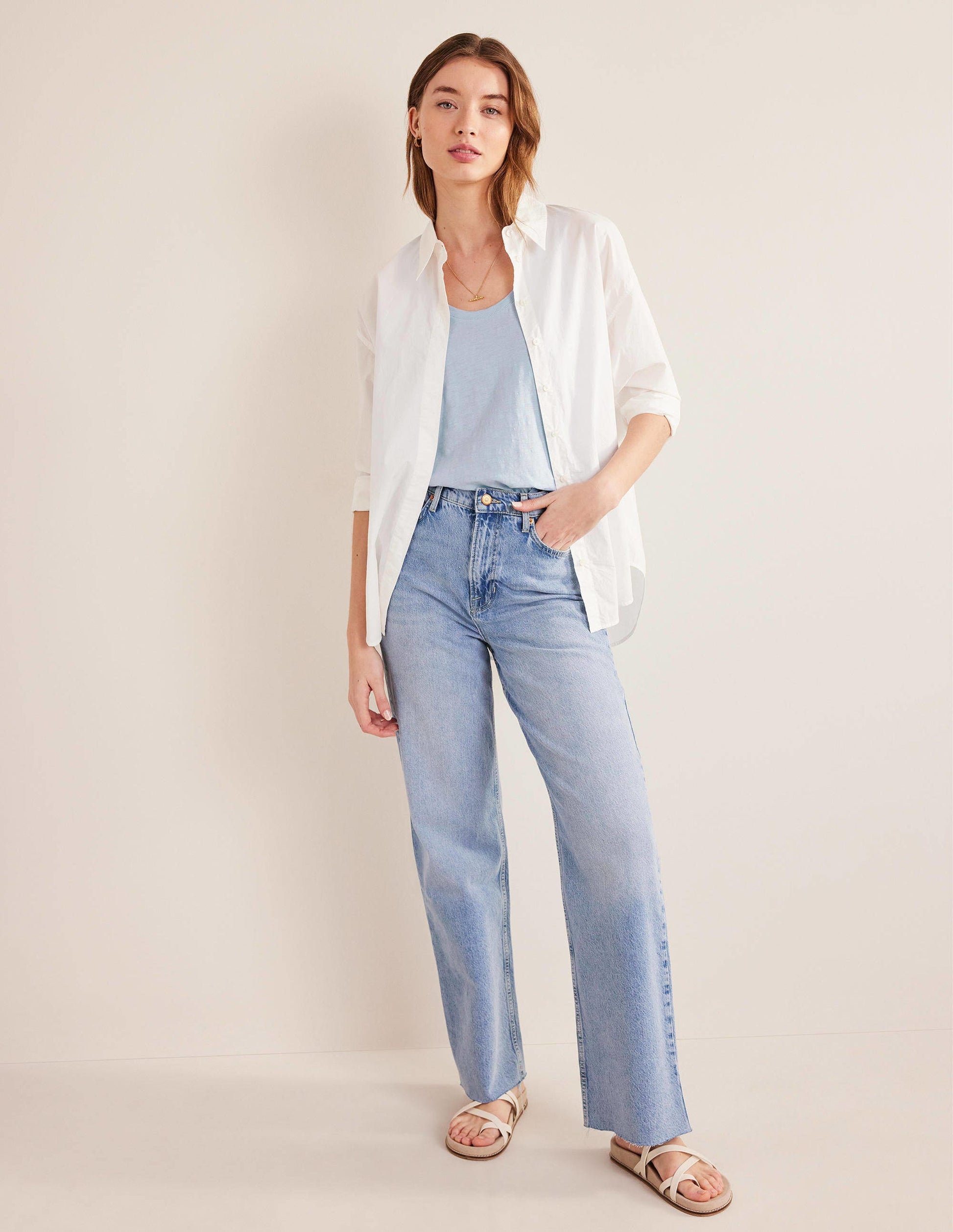 Relaxed Scoop Neck Vest-Chambray Blue-5