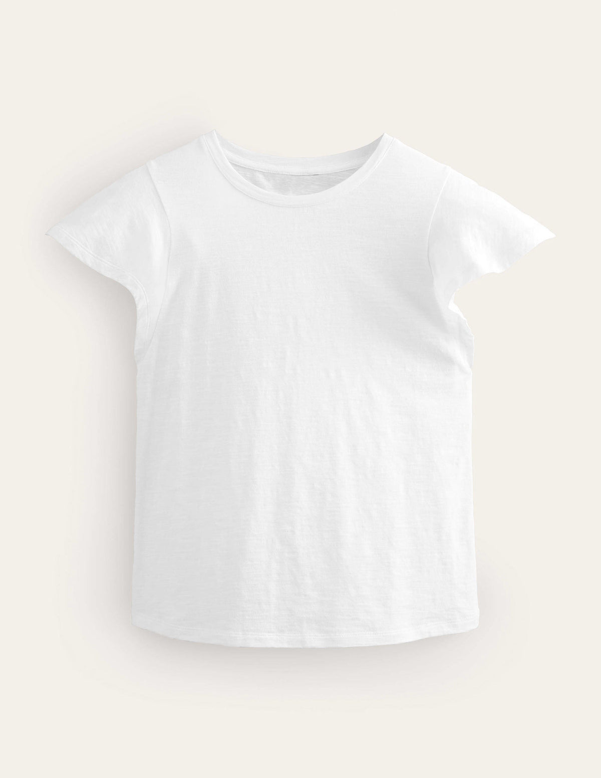 Crew Neck Flutter T-Shirt-White-5