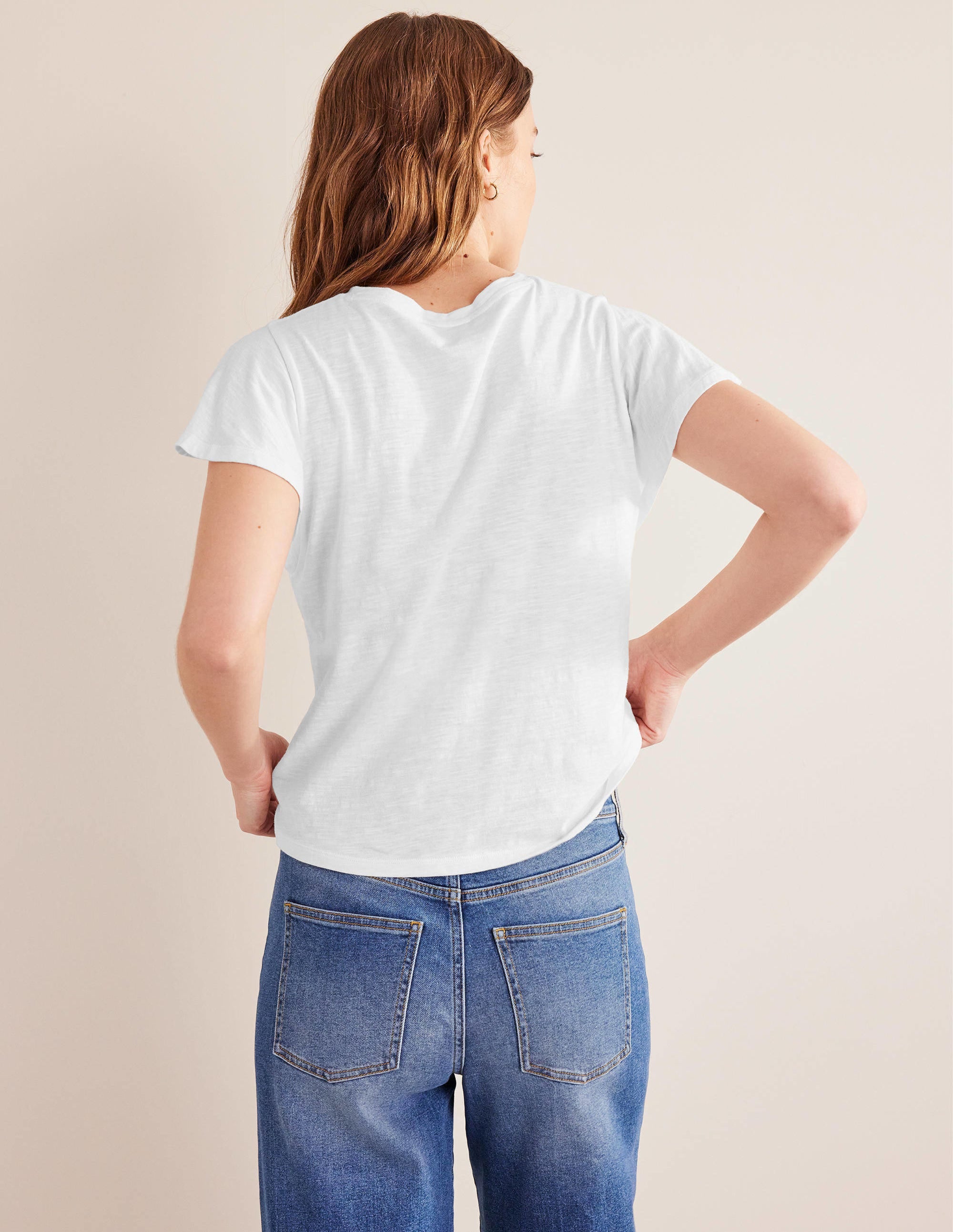 Crew Neck Flutter T-Shirt-White - Image 3