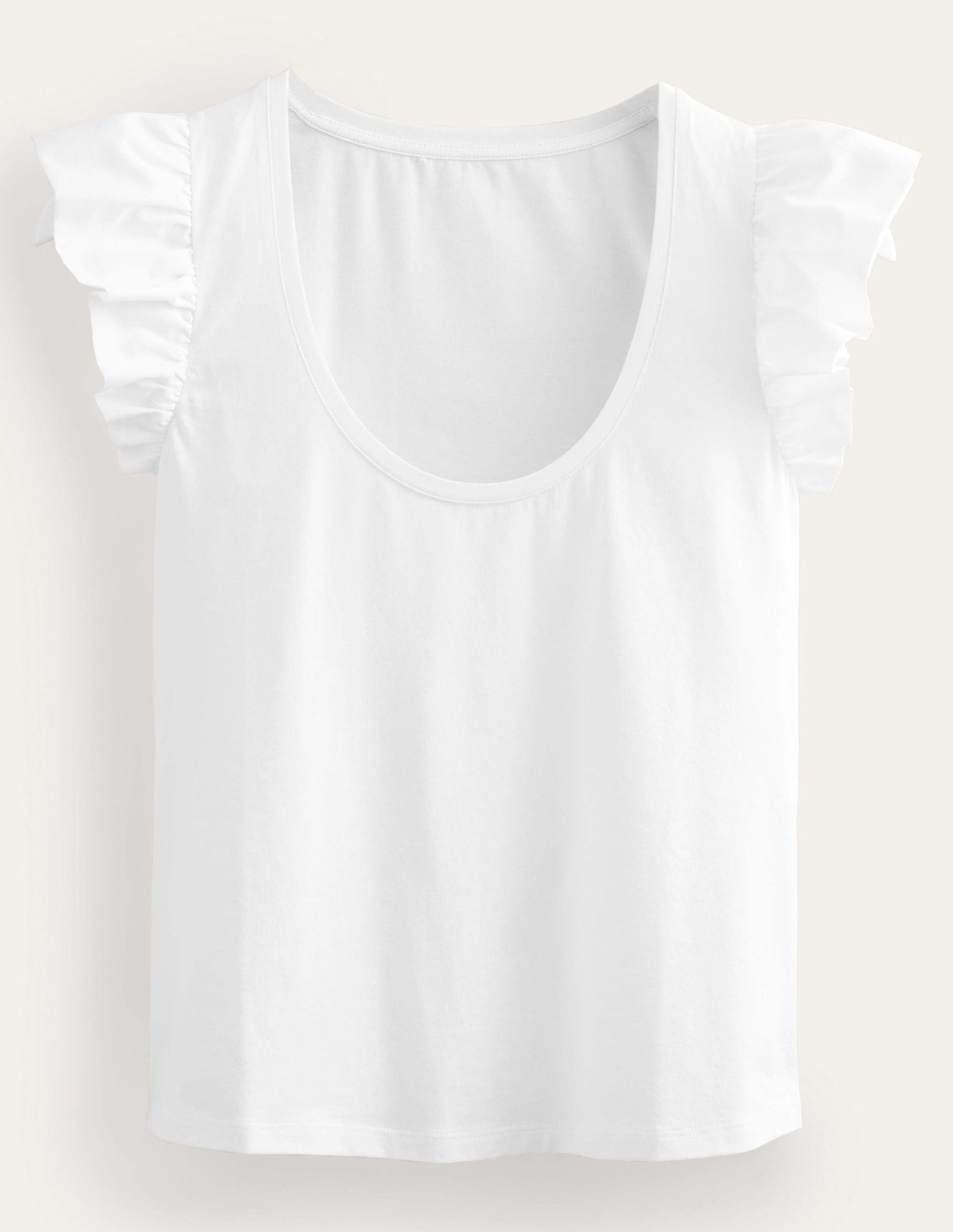 Scoop Front Woven Mix Top-White-5