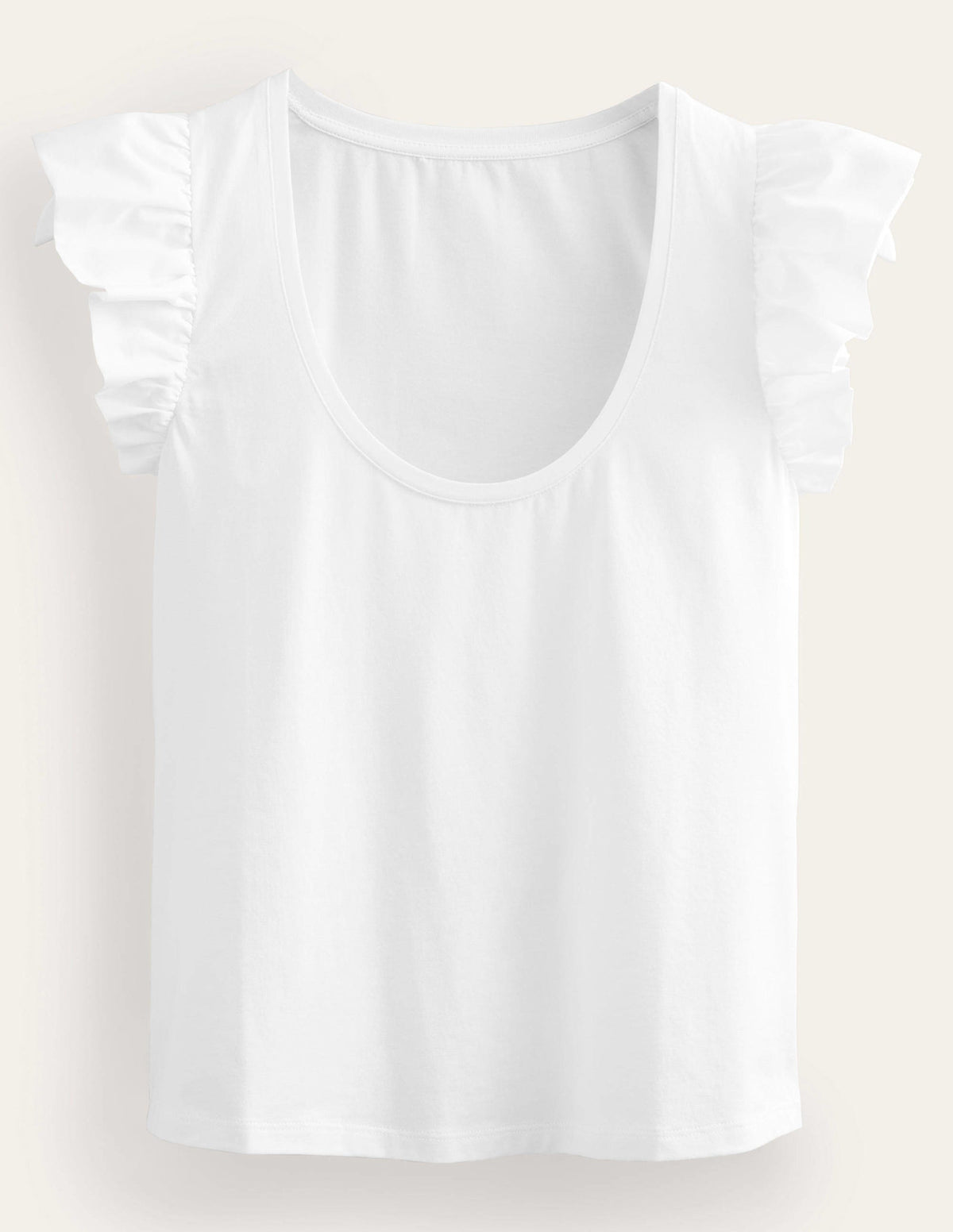 Scoop Front Woven Mix Top-White - Image 5
