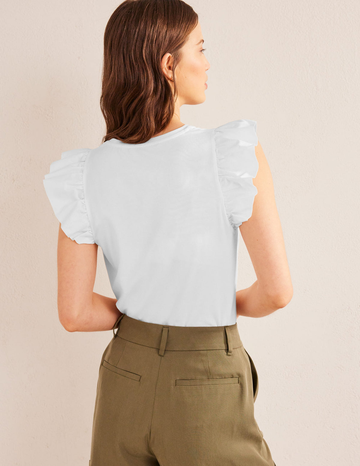 Scoop Front Woven Mix Top-White-3