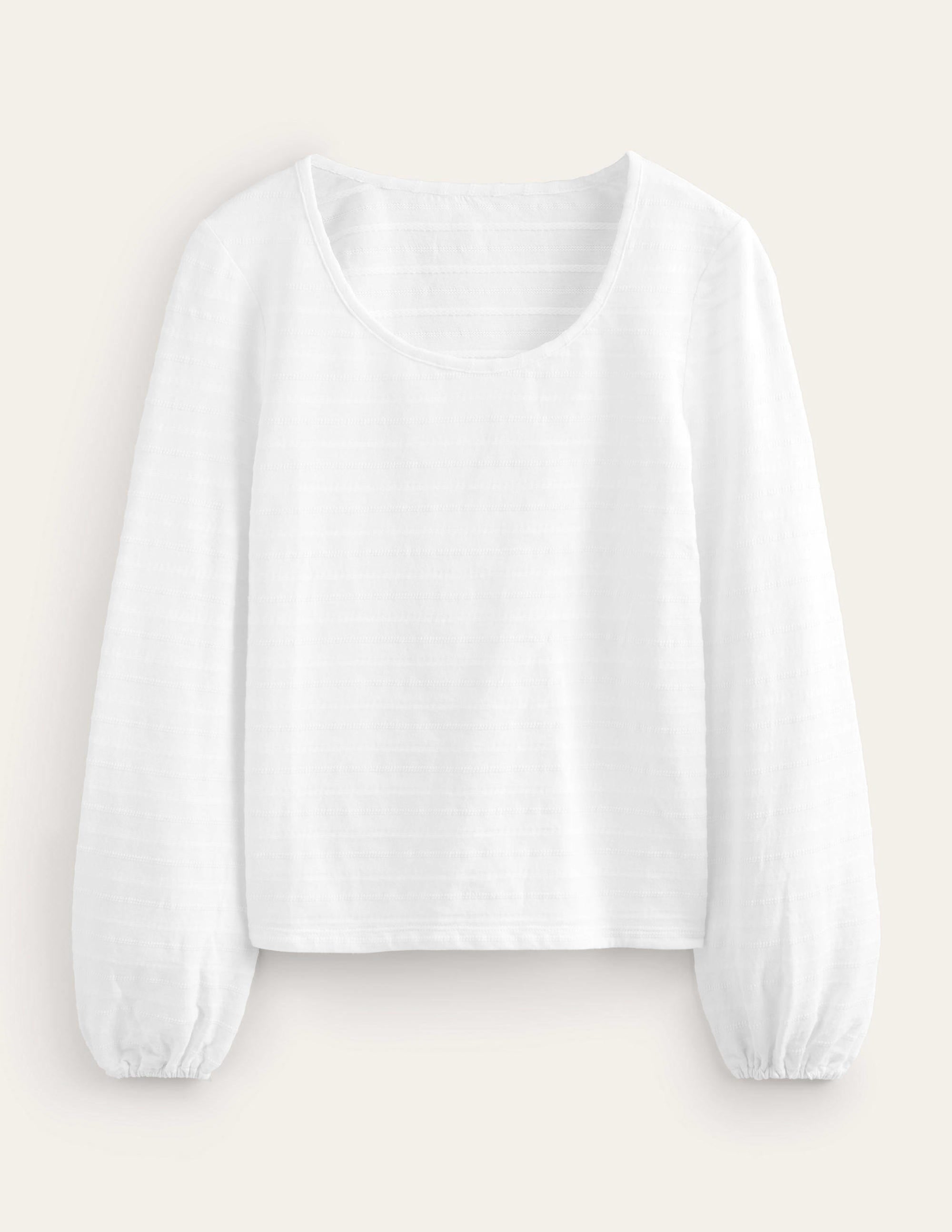 Scoop Neck Textured Top-White - Image 5