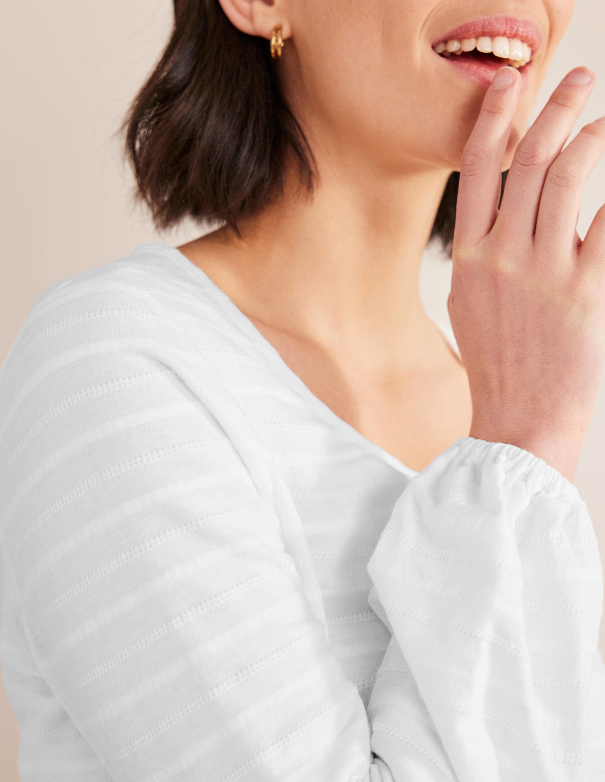 Scoop Neck Textured Top-White - Image 2