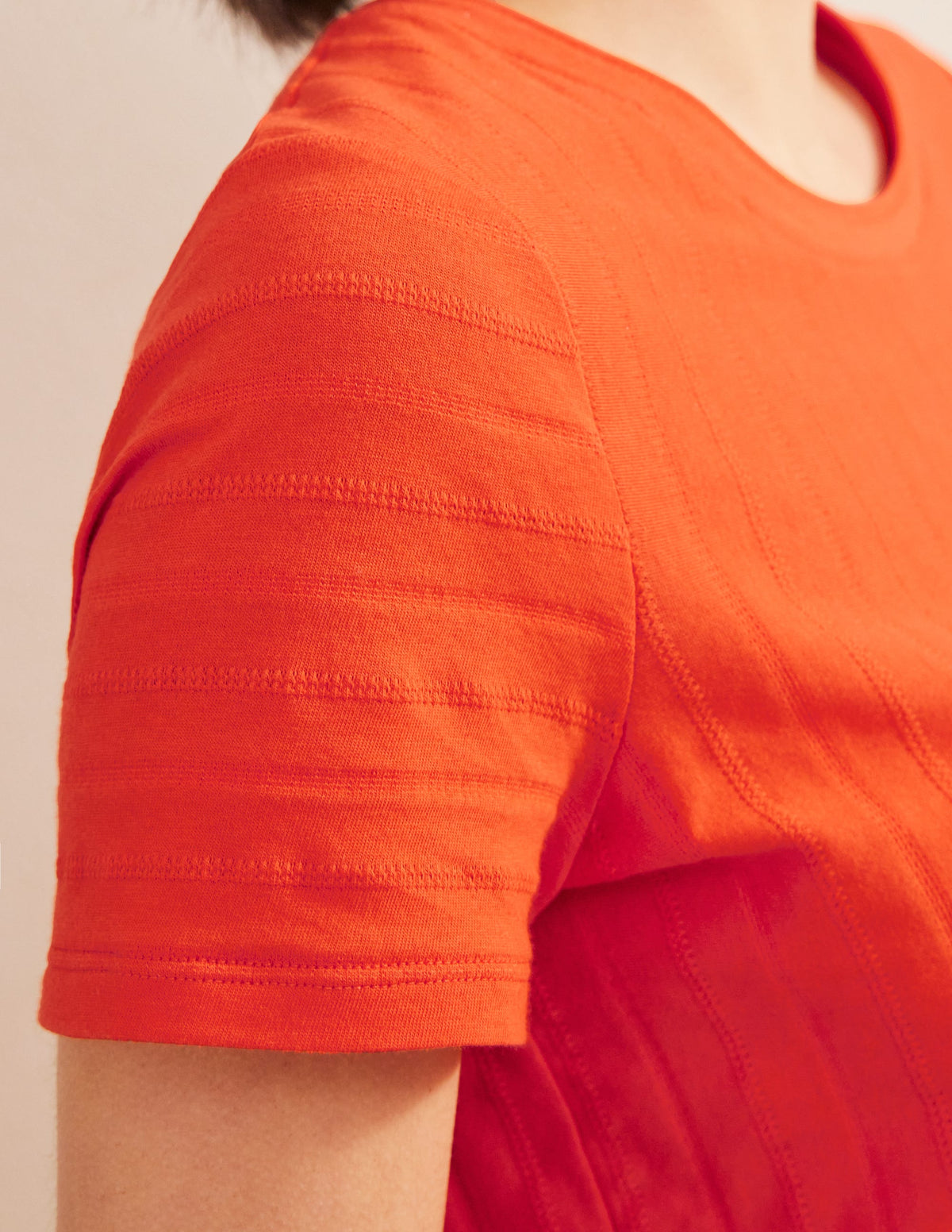 Textured Jersey T-Shirt-Vermillion Red-2