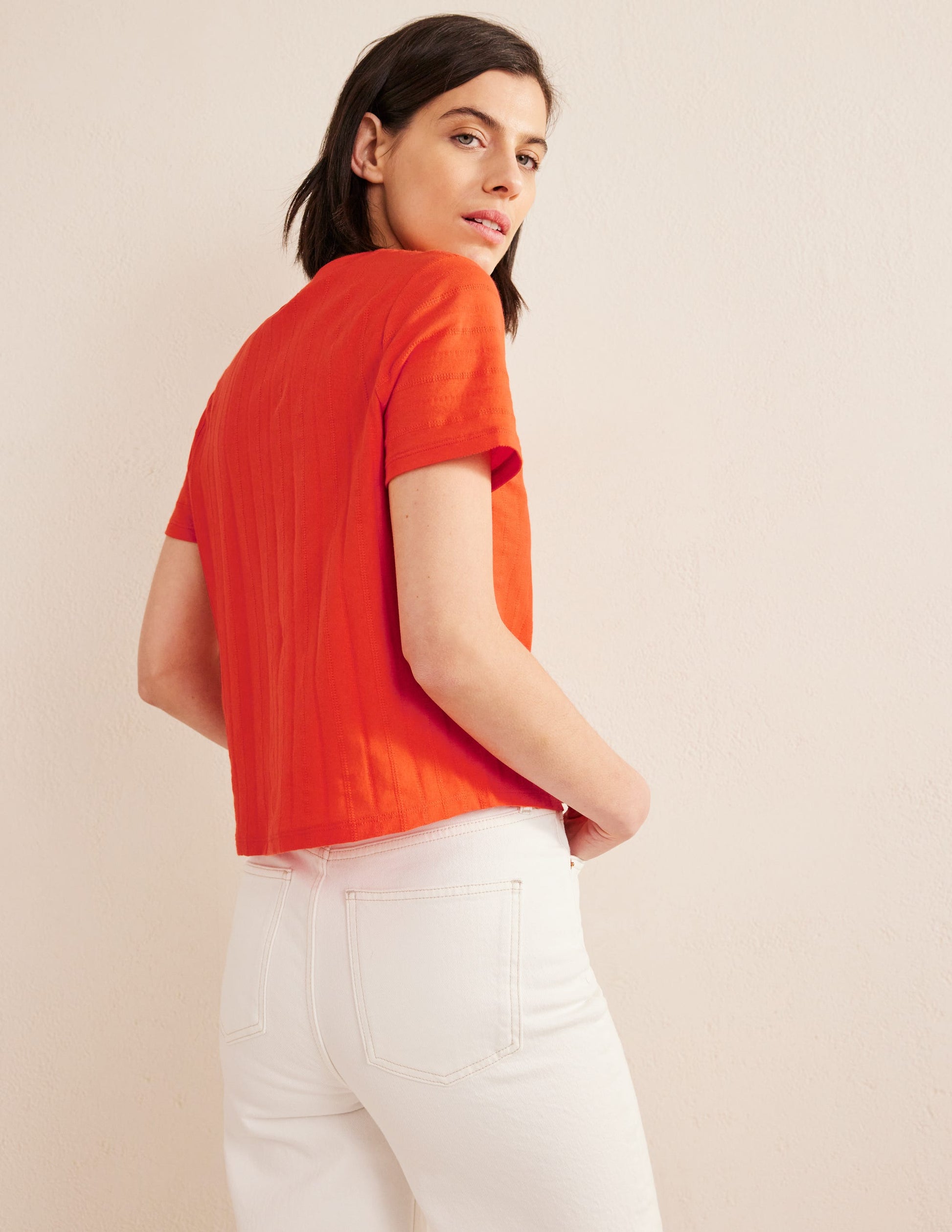 Textured Jersey T-Shirt-Vermillion Red-3