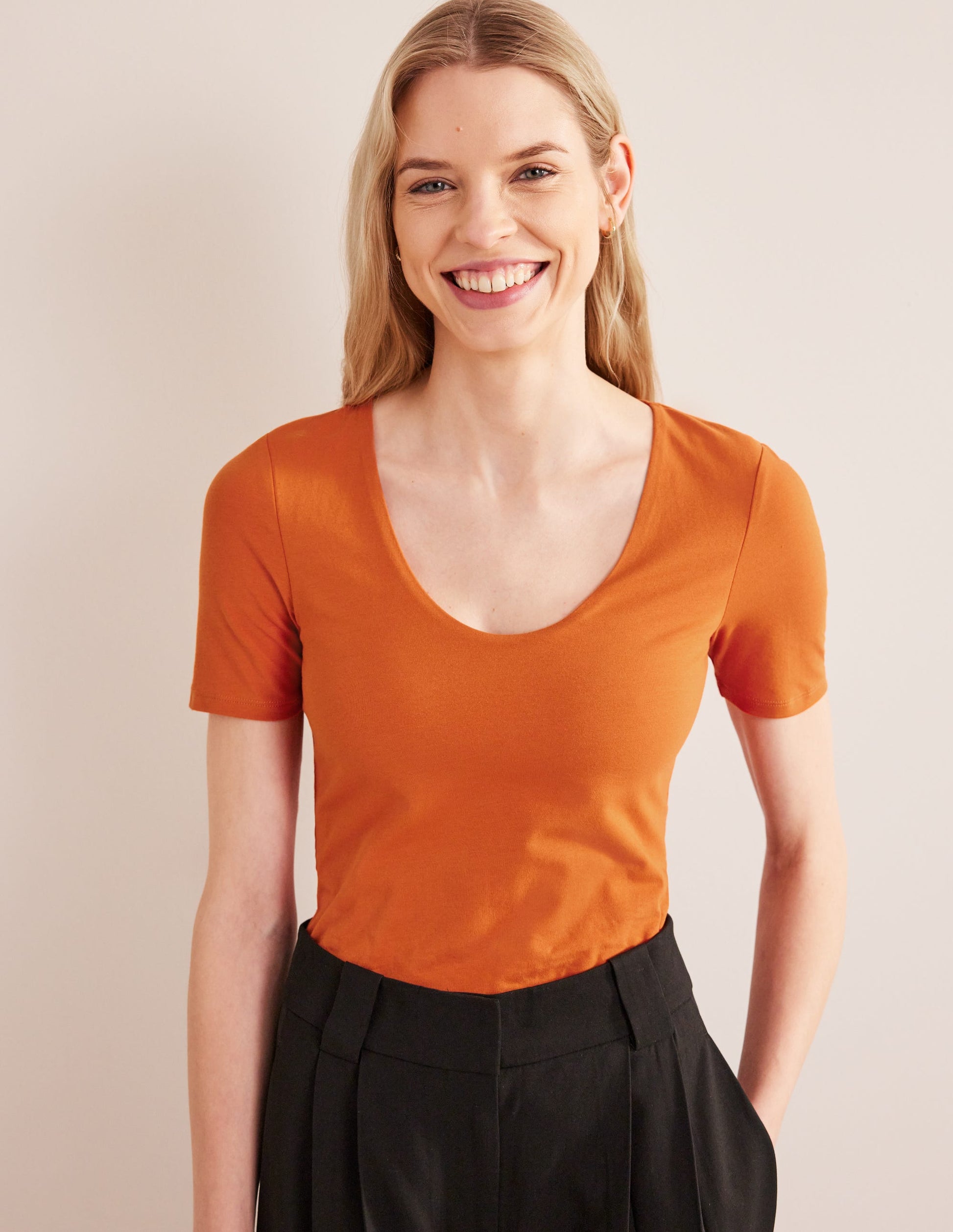 Double Layer Short Sleeve Top-Rust-1