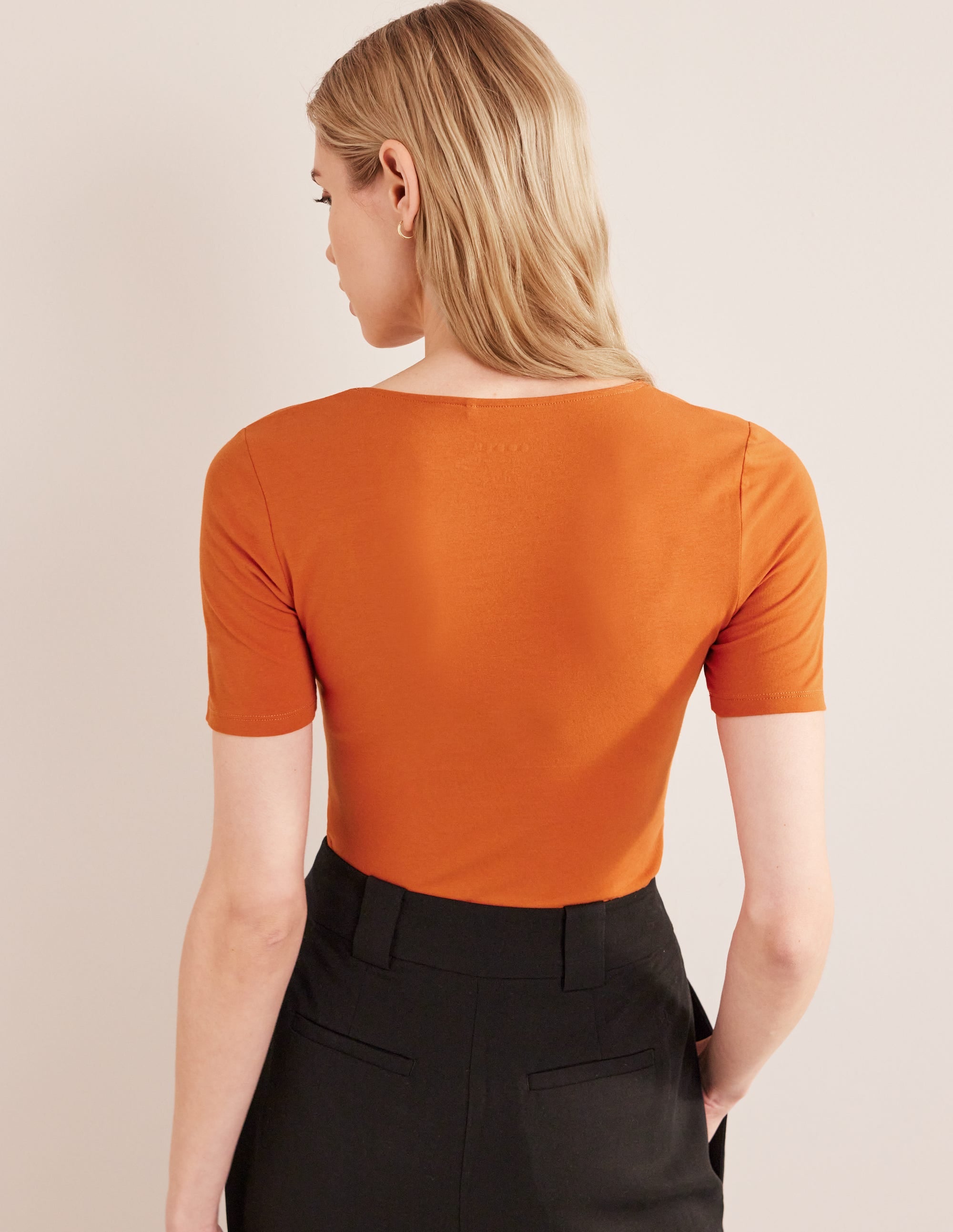 Double Layer Short Sleeve Top-Rust - Image 3