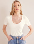 Double Layer Short Sleeve Top-Ivory