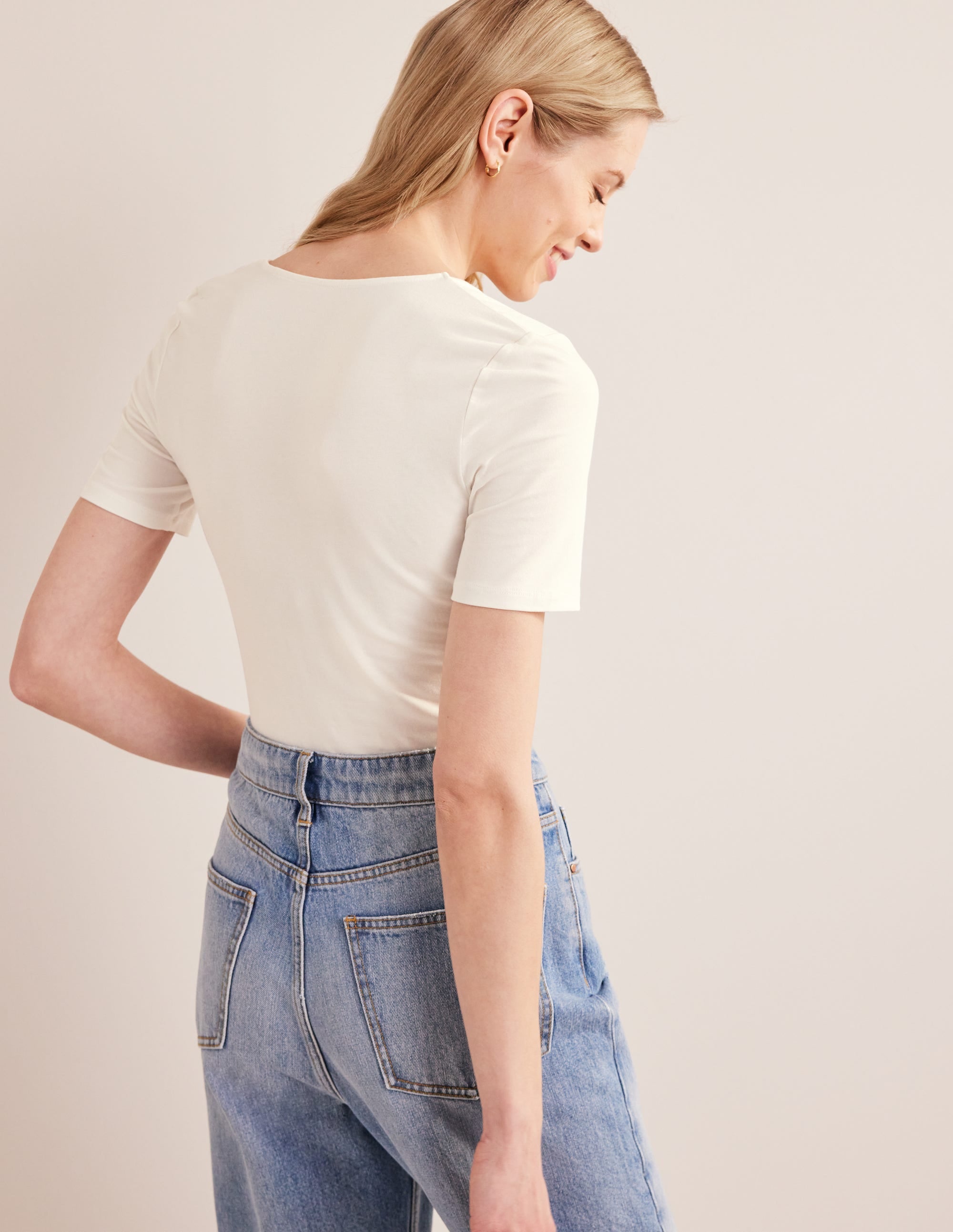 Double Layer Short Sleeve Top-Ivory - Image 3