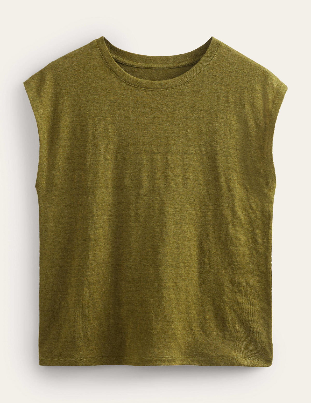 Crew Neck Linen T-shirt-River Reed - Image 4