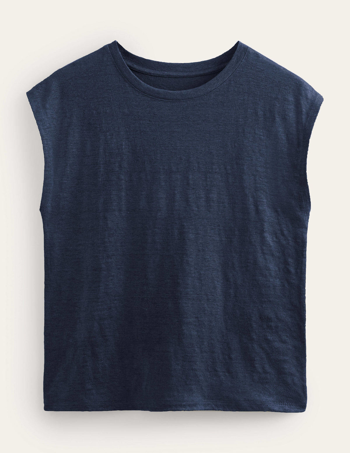 Crew Neck Linen T-shirt-Navy - Image 5