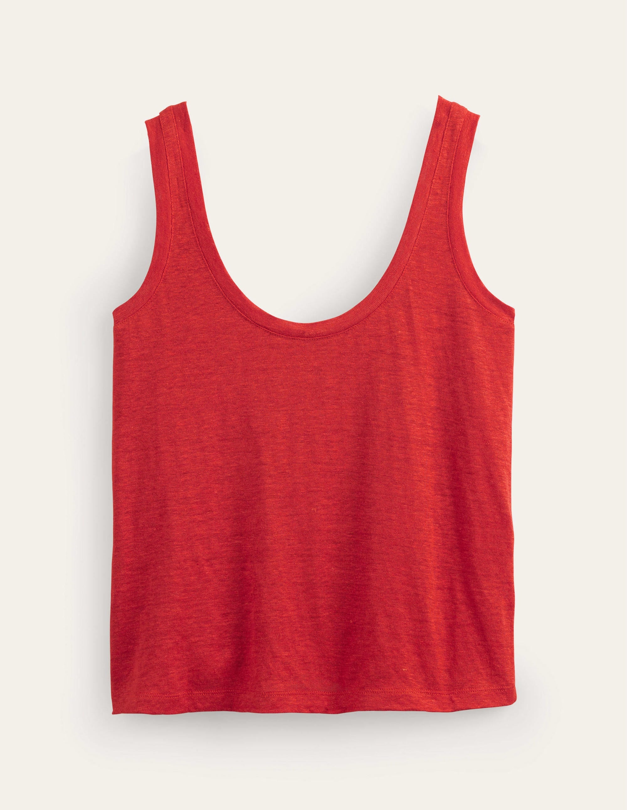 Scoop Neck Linen Tank Top-Tomato - Image 7