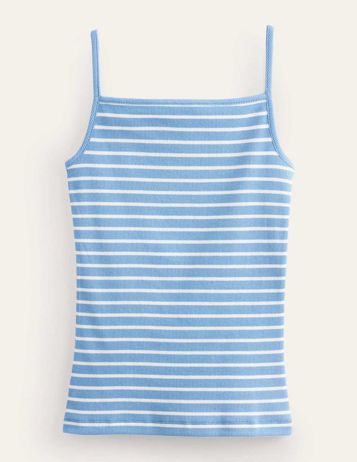 Square Neck Ribbed Tank Top-Blue/Ivory Stripe - Image 5