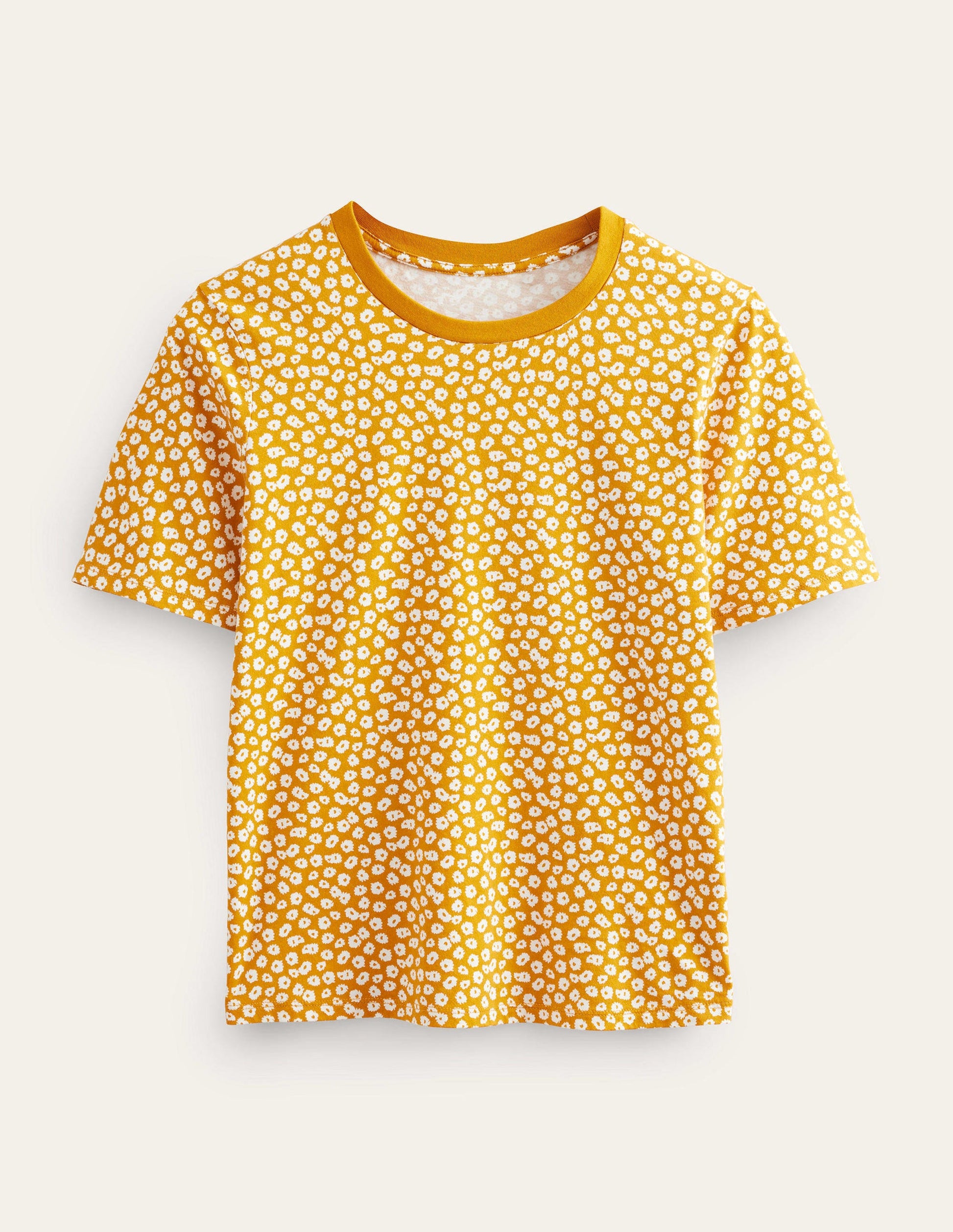 Printed Crew Neck T-Shirt-Harvest Gold, Peony Stamp-5