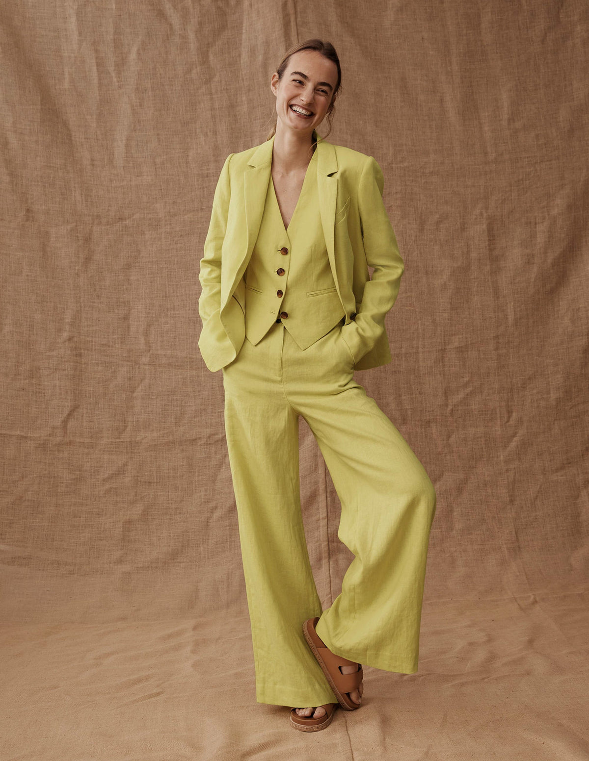 The Cambridge Linen Blazer-Citrus-6