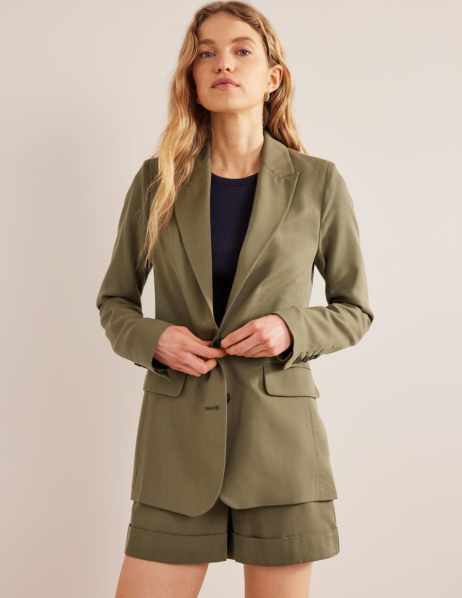 Tencel Relaxed Blazer-Washed Khaki-1