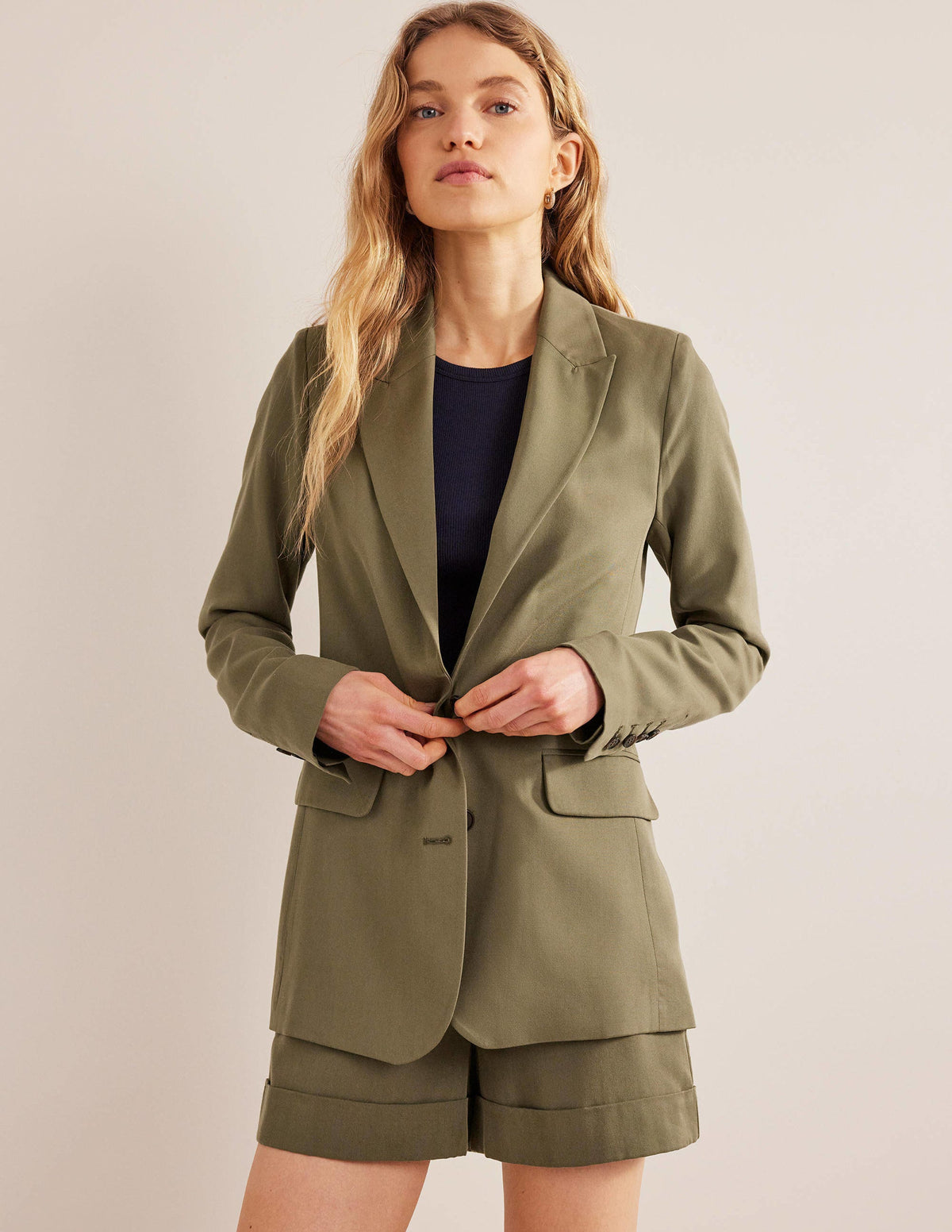 Tencel Relaxed Blazer-Washed Khaki - Image 1