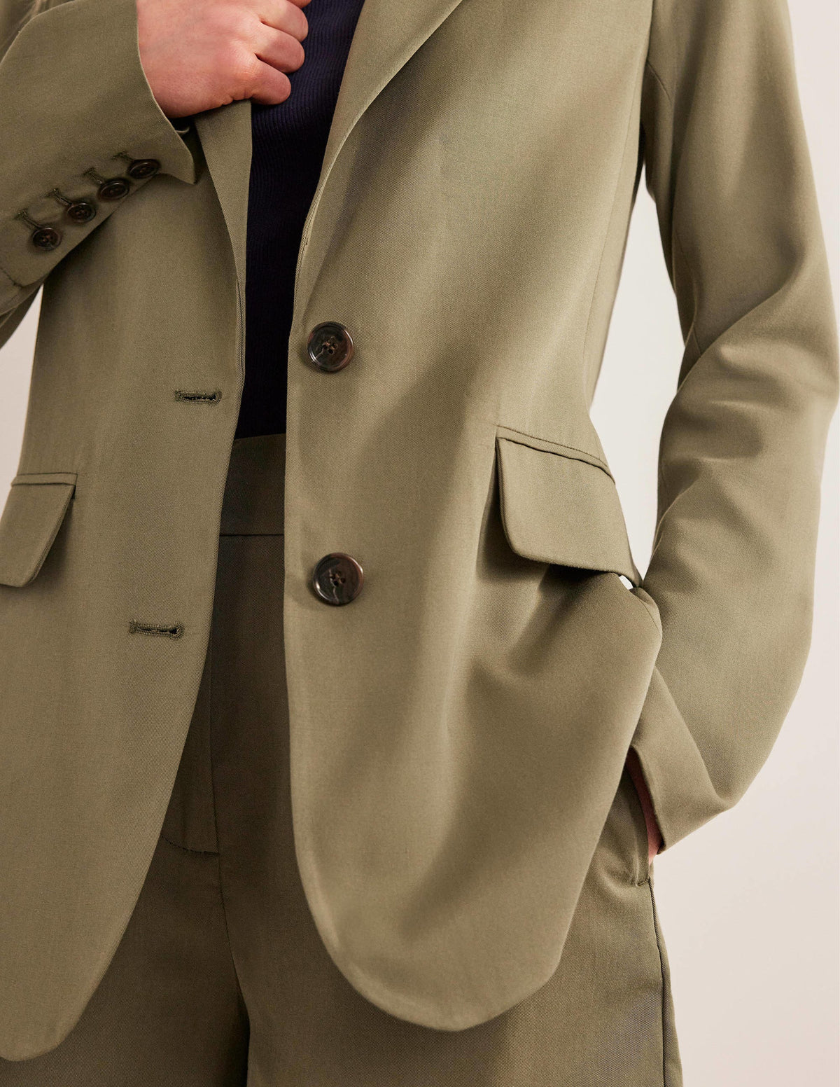 Tencel Relaxed Blazer-Washed Khaki - Image 2